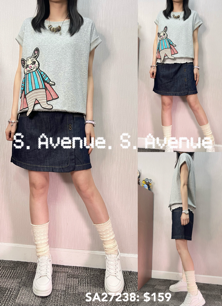 SA27238: 短袖下橡根超人兔兔tee