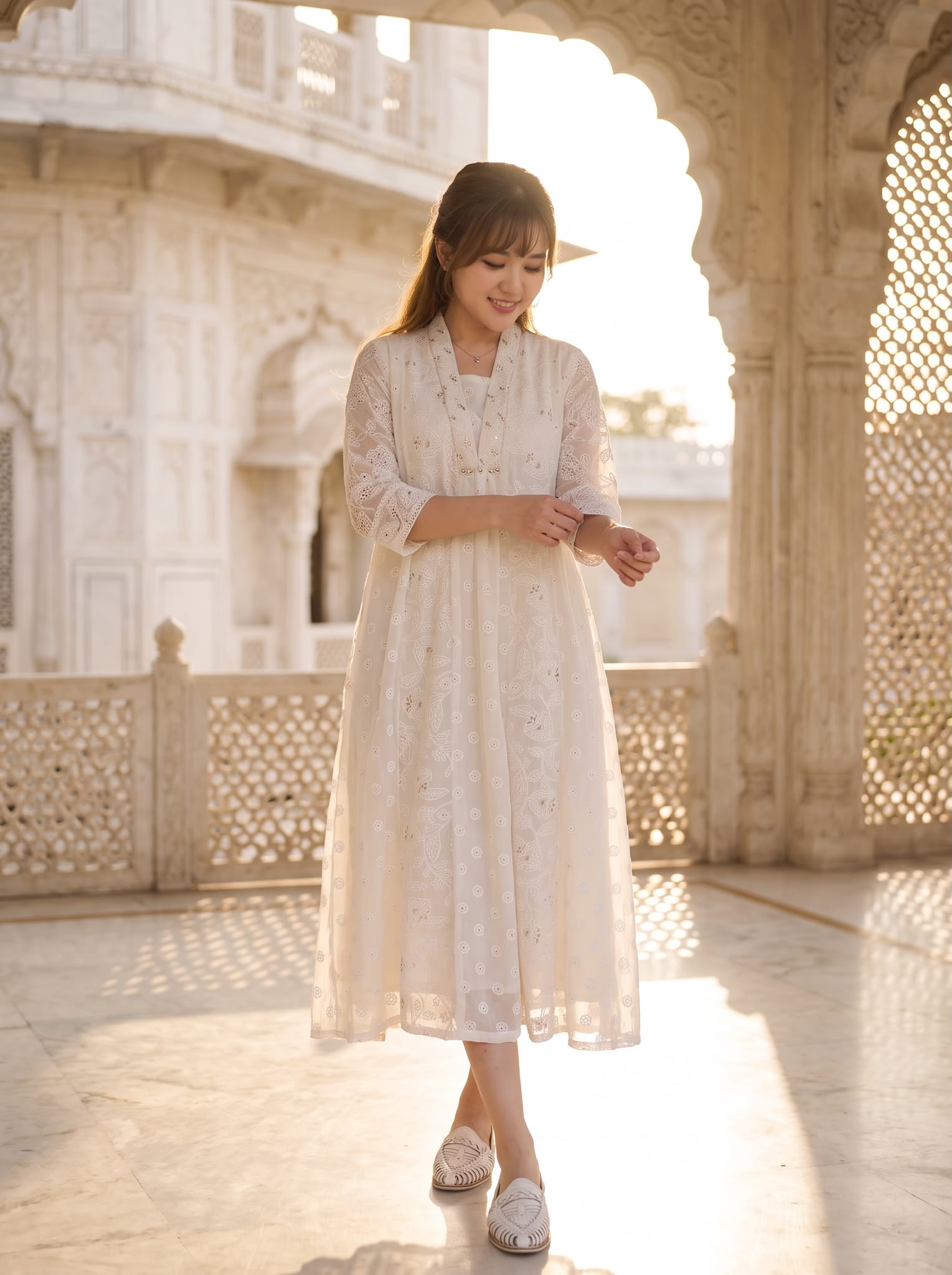2892 Powder White Heavy Emb Chiffron OP