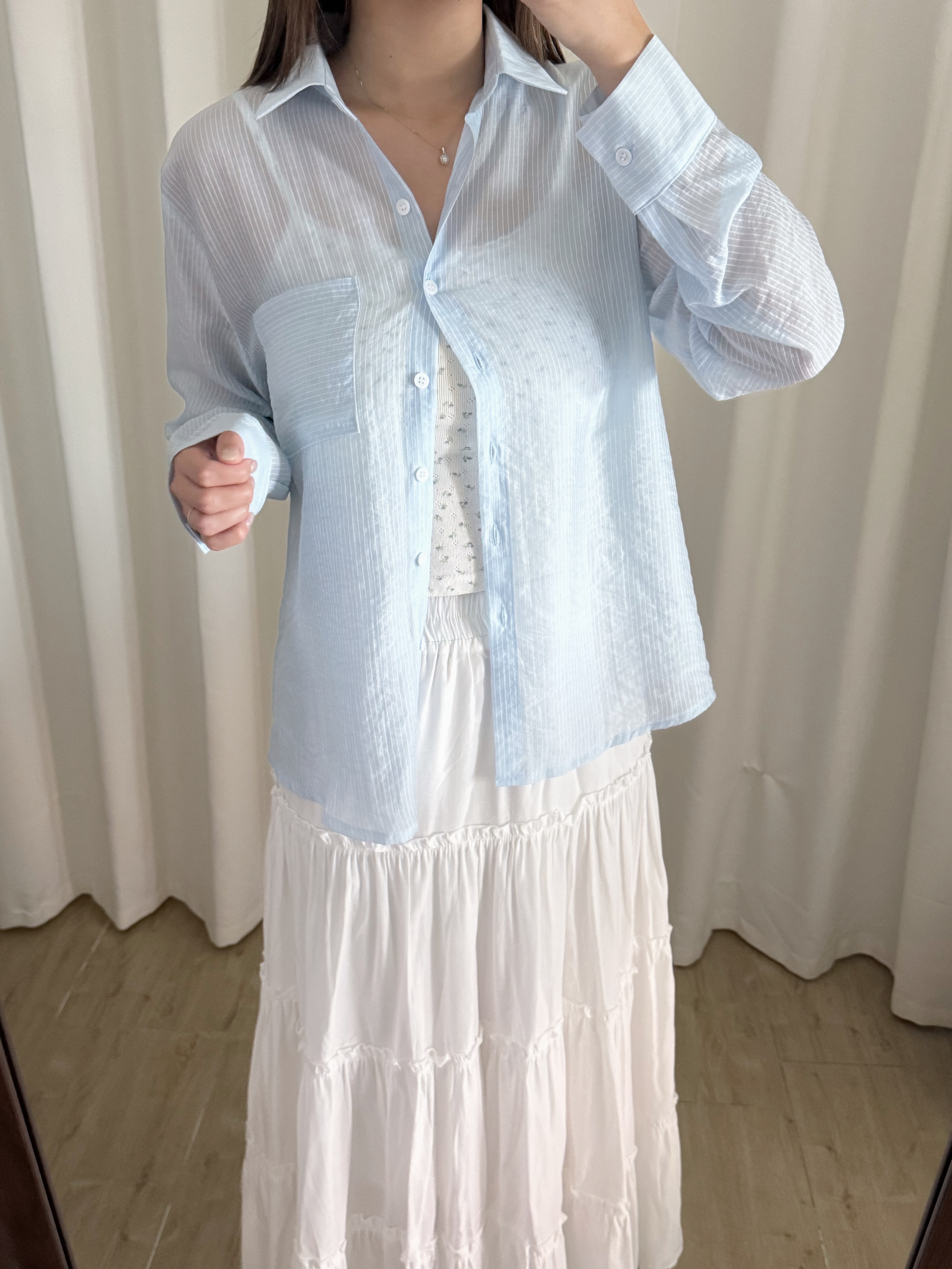 舒適天絲幼直紋襯衫(四色入)