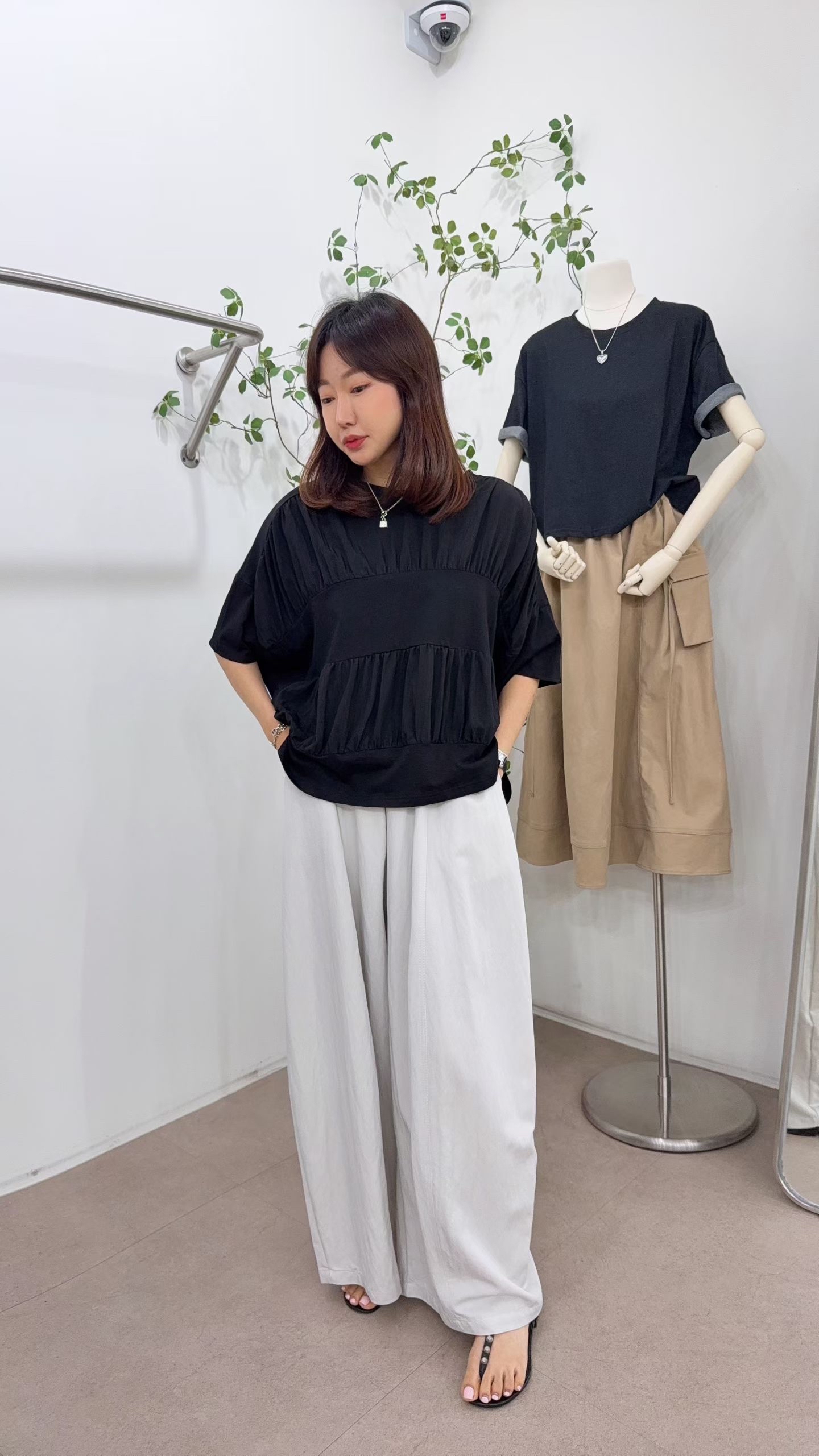 CH8 雙層抓皺層次寬版top