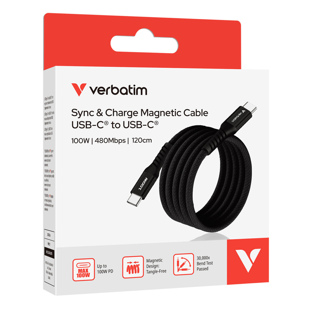 [香港行貨丨2年保養] [200cm] Verbatim 同步充電 100W 磁吸式線 USB-C 轉 USB-C (SCC2-CCM100)