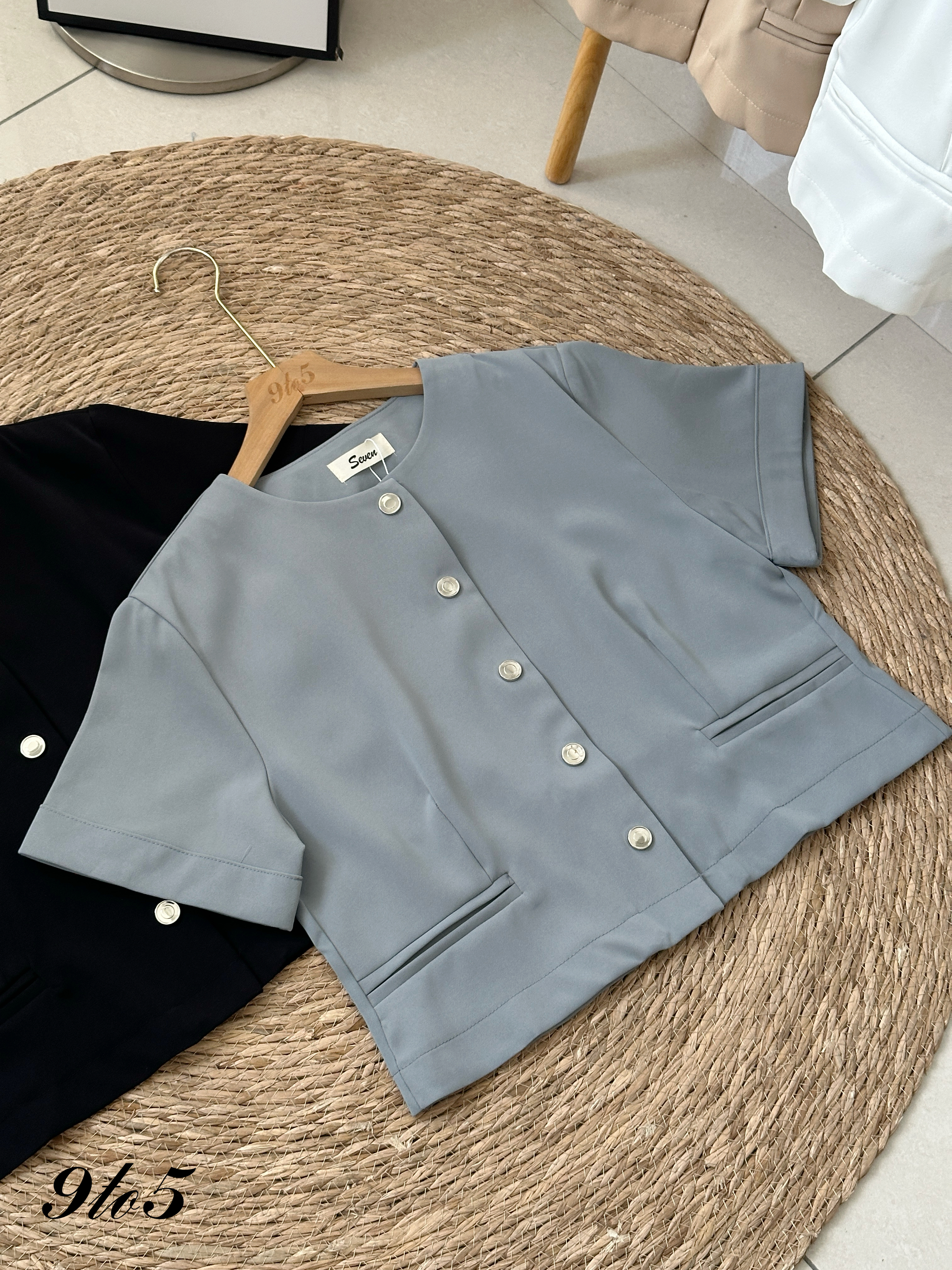 T4226 Short Sleeve Crop Blazer - 4 Colors 
