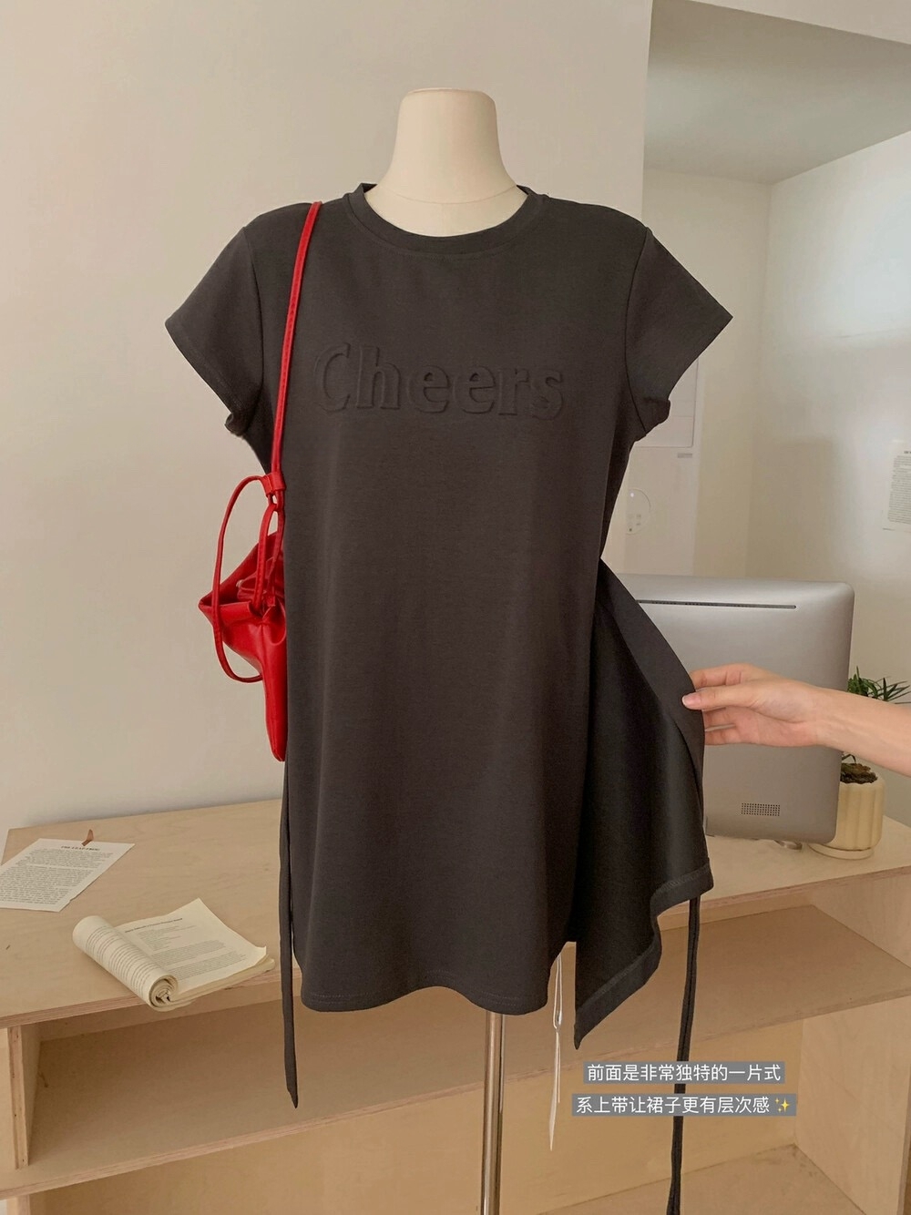 Cheers Letter Casual A-line Dress 美式复古休闲立体字母系带连衣裙(4 colours)