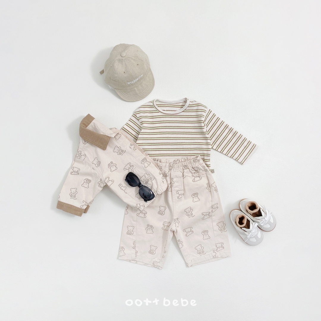 🌸預訂 韓國直送🌸🇰🇷OOTTBEBE兩色小熊滿印斜紋布牛仔外套