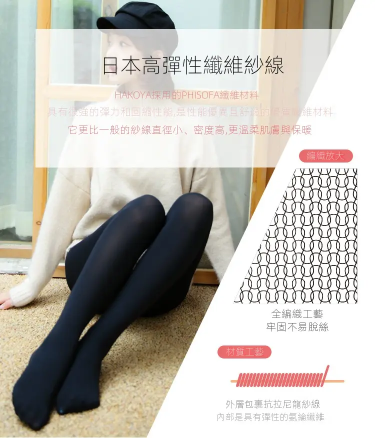 日本製 HAKOYA 發熱雙層褲襪 - 180D | 秋冬必備保暖薄絨襪| 顯瘦壓力連身襪