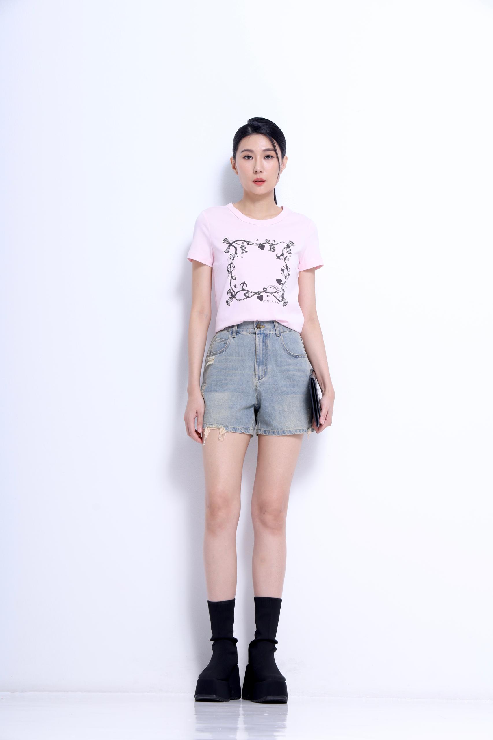 CB2767 PRINTED PATTERNED TEE TOP