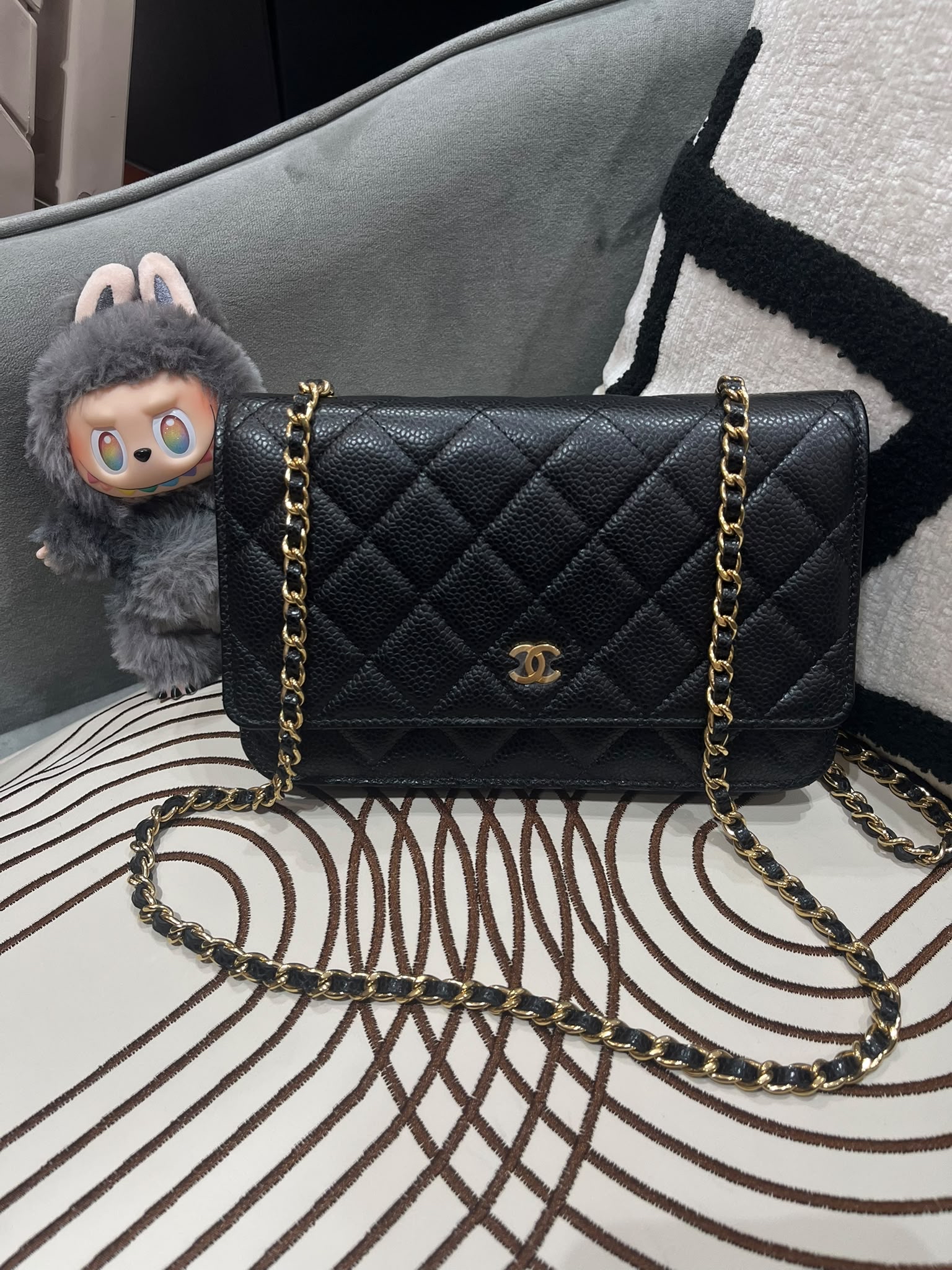 Chanel Wallet On Chain 黑色荔枝牛皮金鏈 100%Authentic, 99%New ✅晶片 ✅Dust bag ✅Box