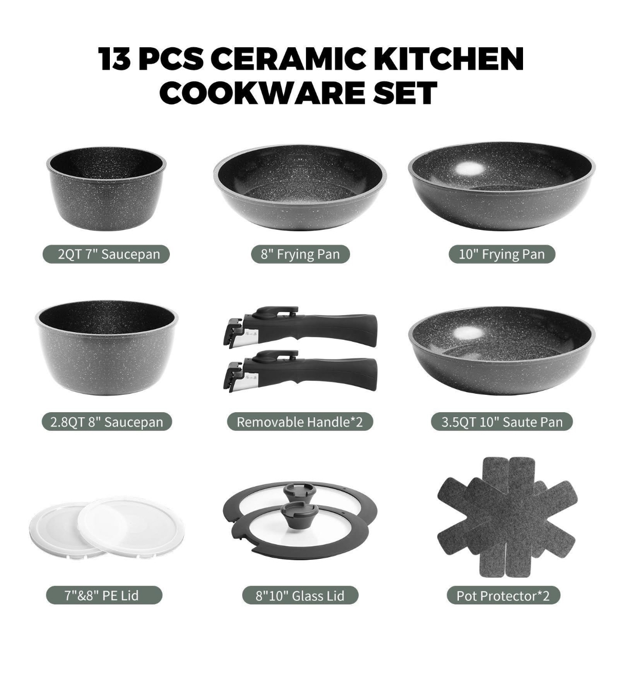 百年中華老字號張小泉 星石系列廚具套13件套黑柄