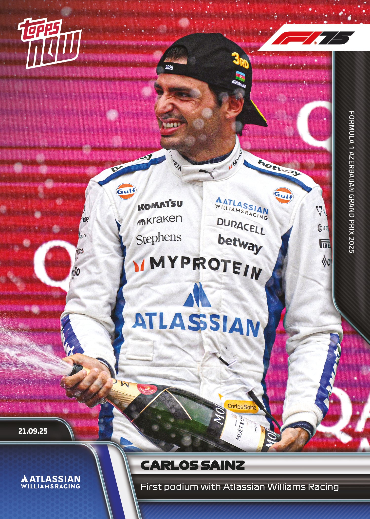 Carlos Sainz - 2025 F1 Topps NOW® #64 Azerbaijan GP Williams首個頒獎台卡｜PR 2,896