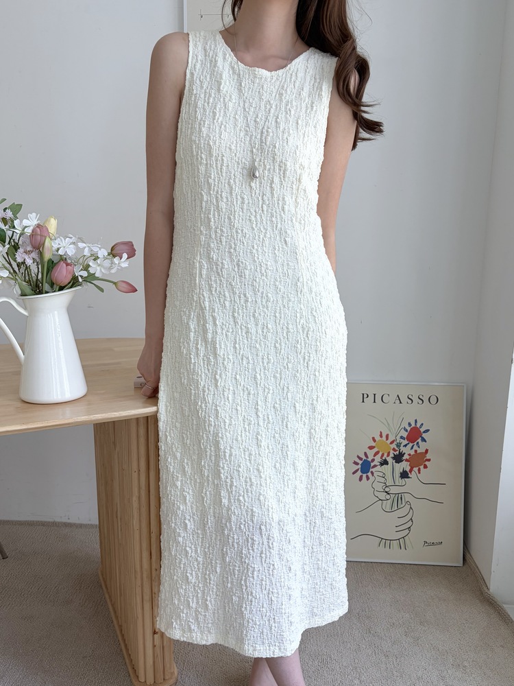 Ruched Slim Dress (Cream)