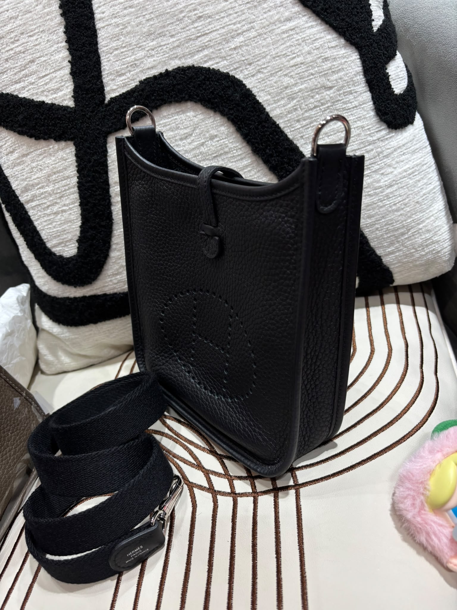 Hermes mini evelyne, Stamp U 黑色銀扣 100%Authentic ,98%new  ✅dust bag✅box