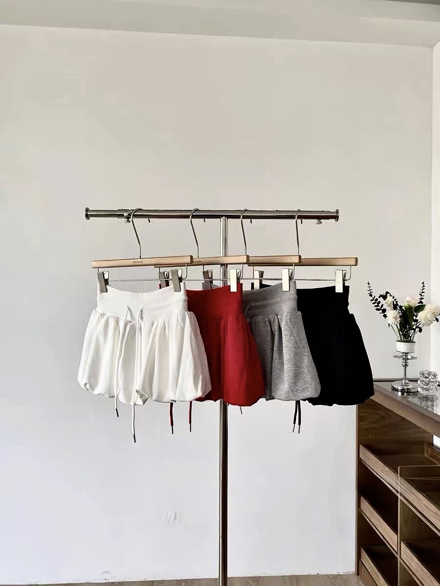 韩版甜美百搭简约松紧高腰红色花苞防走光a字半身裙