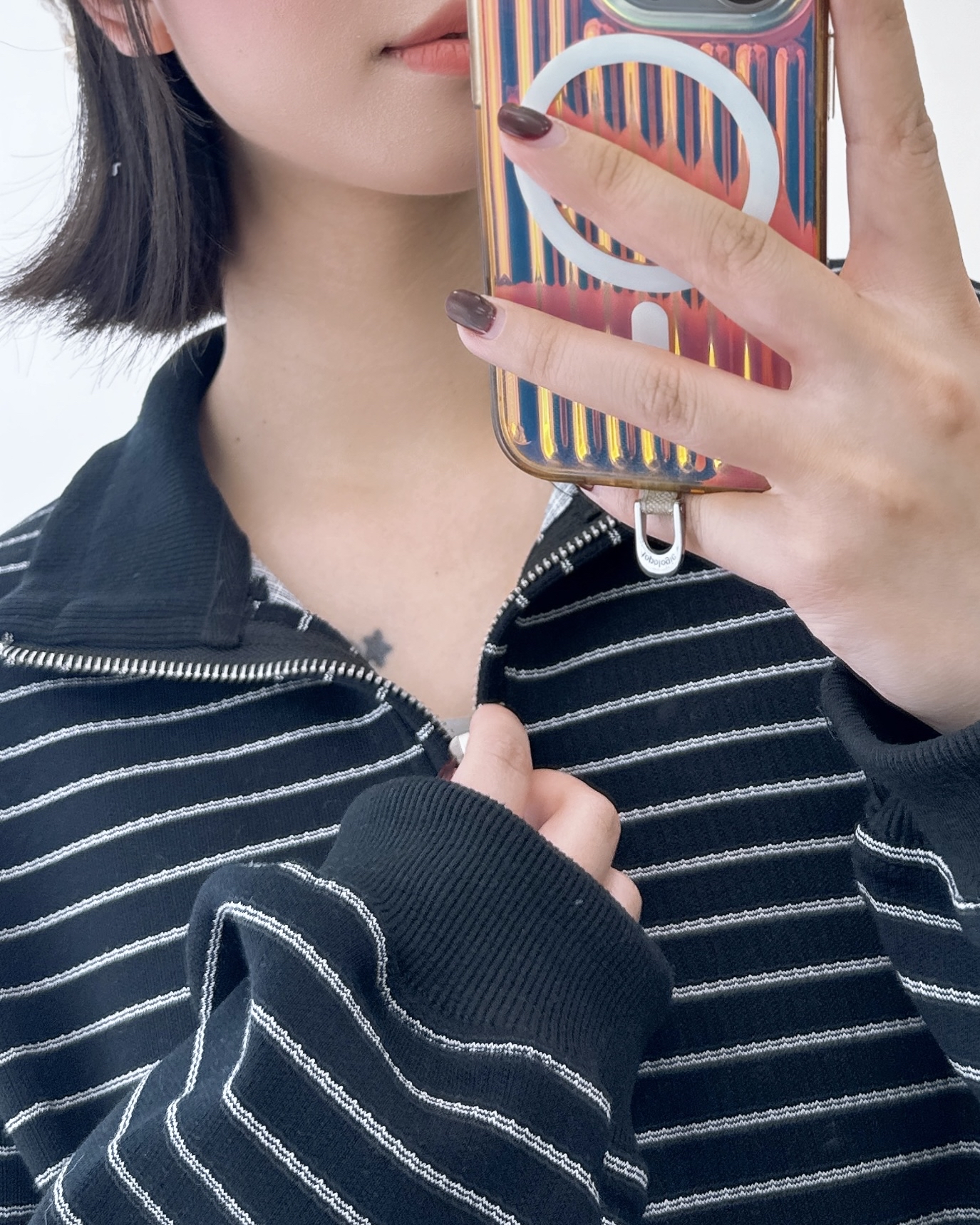 橫間可反領針織棉料衛衣 2色