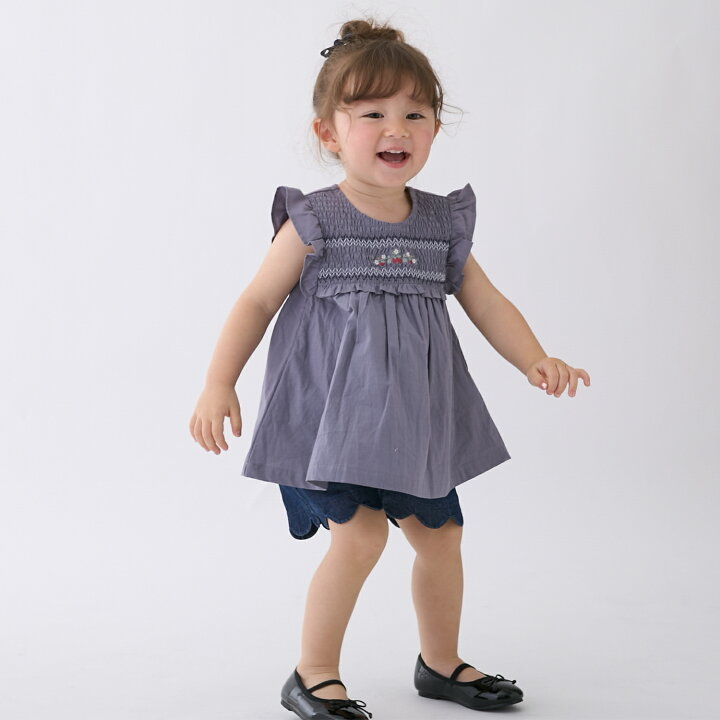 🇯🇵預訂 日本直送🇯🇵 Petit Main 三色草莓刺繡緞帶褶皺束腰上衣