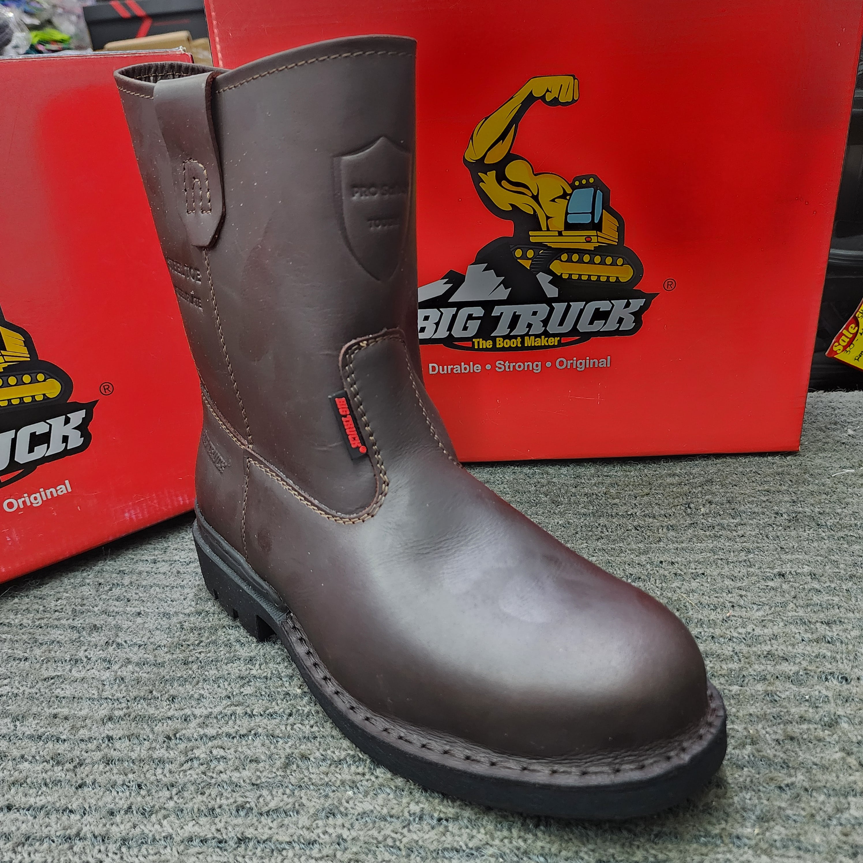 Special Edition Big Truck Pro Safety 8018 Pull Up High Cut Boot Black Cherry Maroon Exclusive Model Men Shoe Camping Kasut Keselamatan