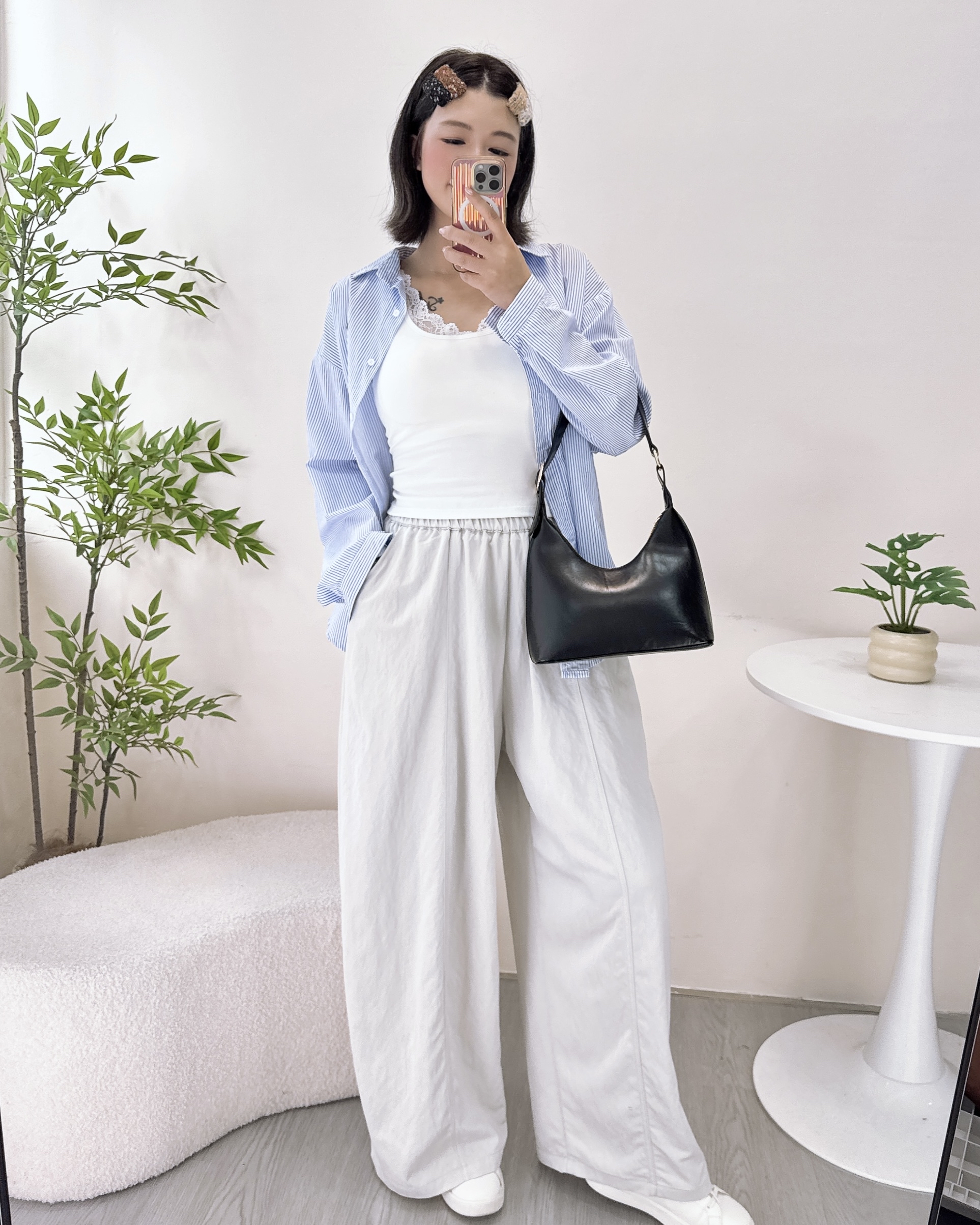 垂感冰絲斜布彎刀褲 3色