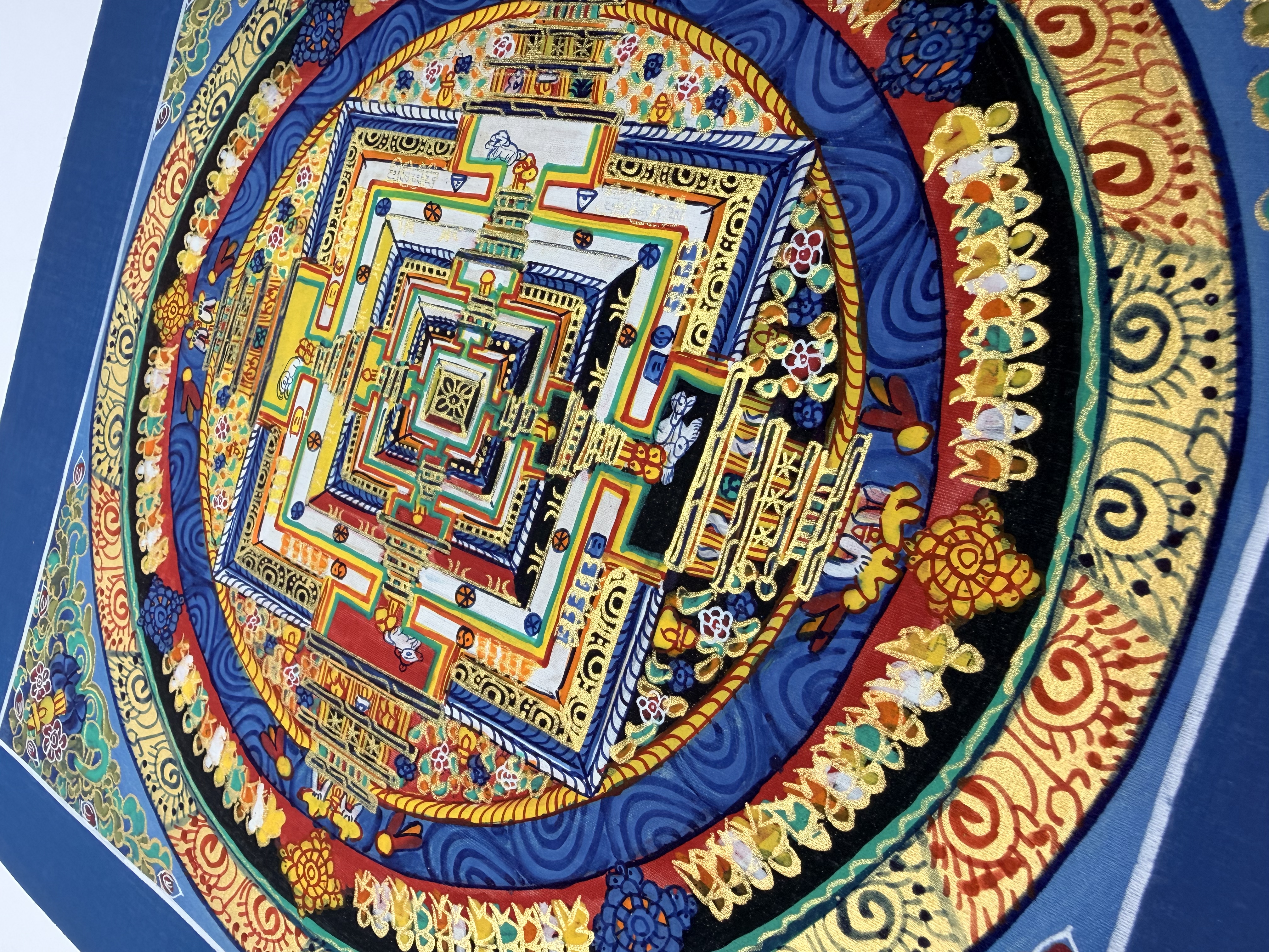 #15 尼泊爾三大廟加持手繪唐卡～壇城唐卡（菩薩居所） ，約37cm 外，內27