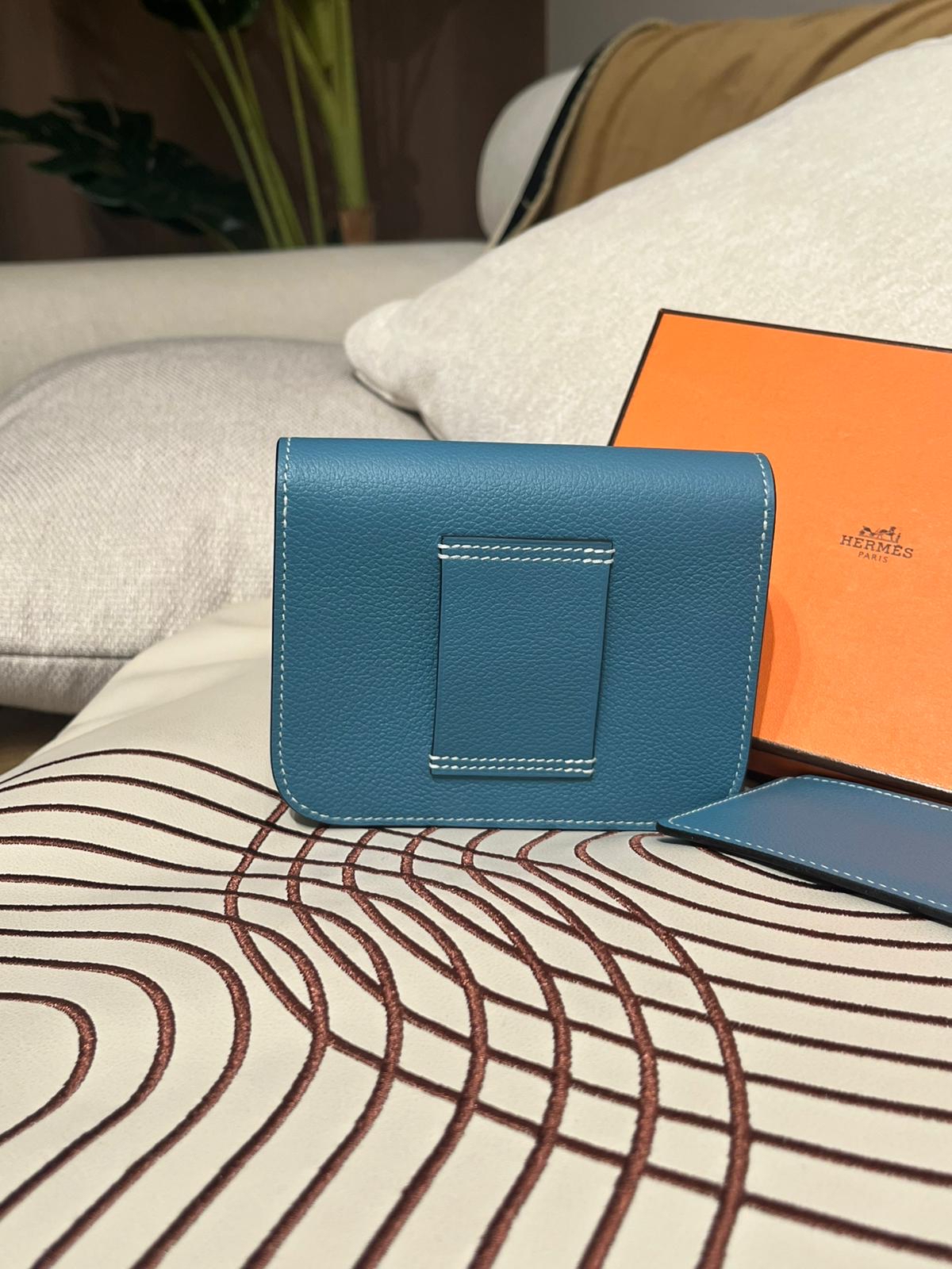 全新 Hermes constance slim wallet D2 Blue Jeans Evercolor Calfskin Wallet , 100%Authentic, 全新未使用品unused ✅box 