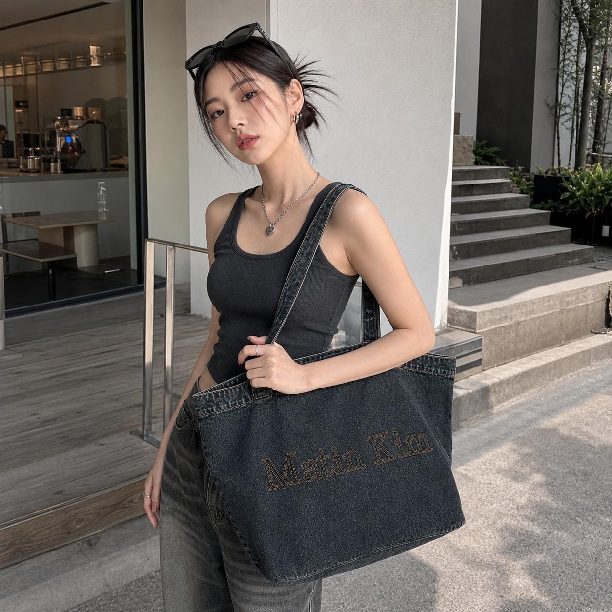 0913 韓國🇰🇷MK 經典LOGO STITCH DENIM 刺繡水洗牛仔大袋🎀9月尾 