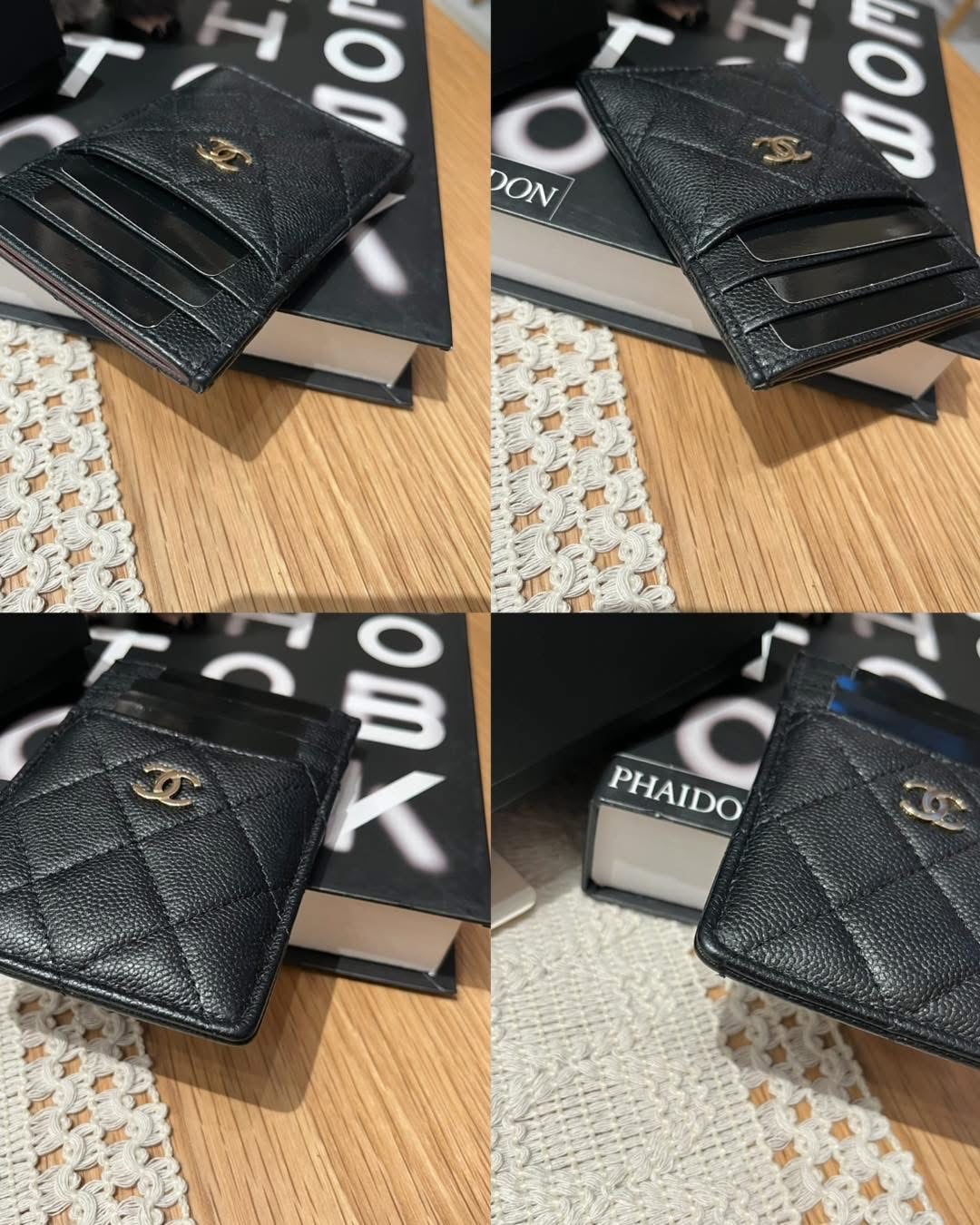 Chanel vertical card holder 黑色荔枝牛皮，100%Authentic,98%new  ✅晶片✅box