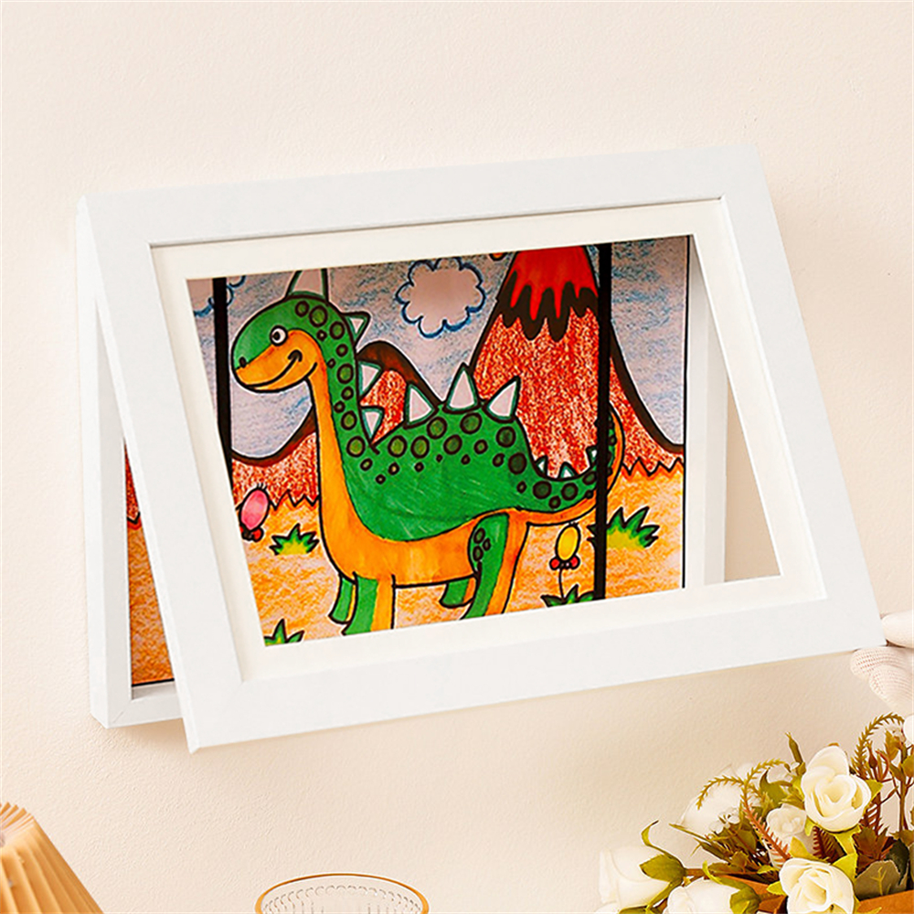 兒童繪畫裝裱框 畫紙收納 畫畫紙收藏 兒童藝術展示框 畫框 畫畫相框 白色 A4 [平行進口] HK2716