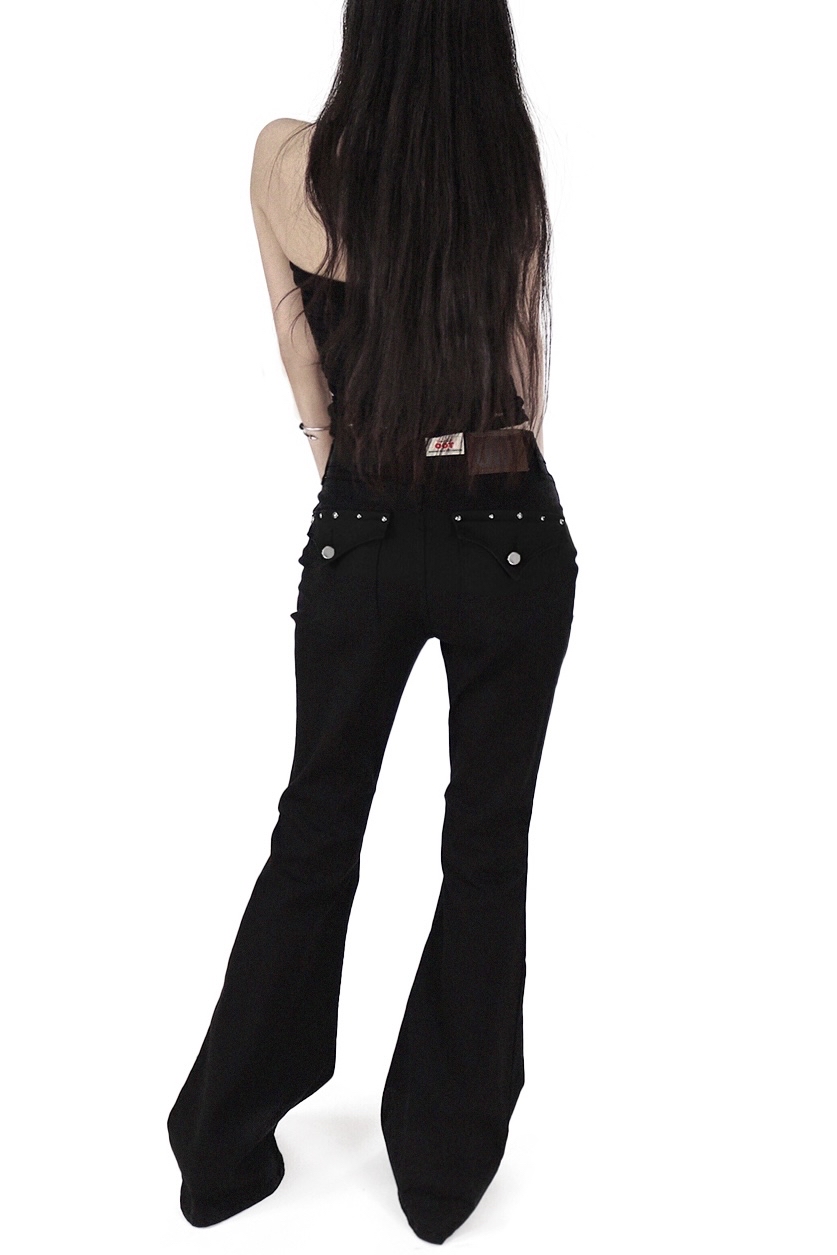 Studded Flap Pocket Bootcut Pants