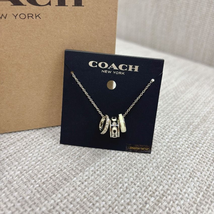 Coach最新款三環頸鏈(黑色)
