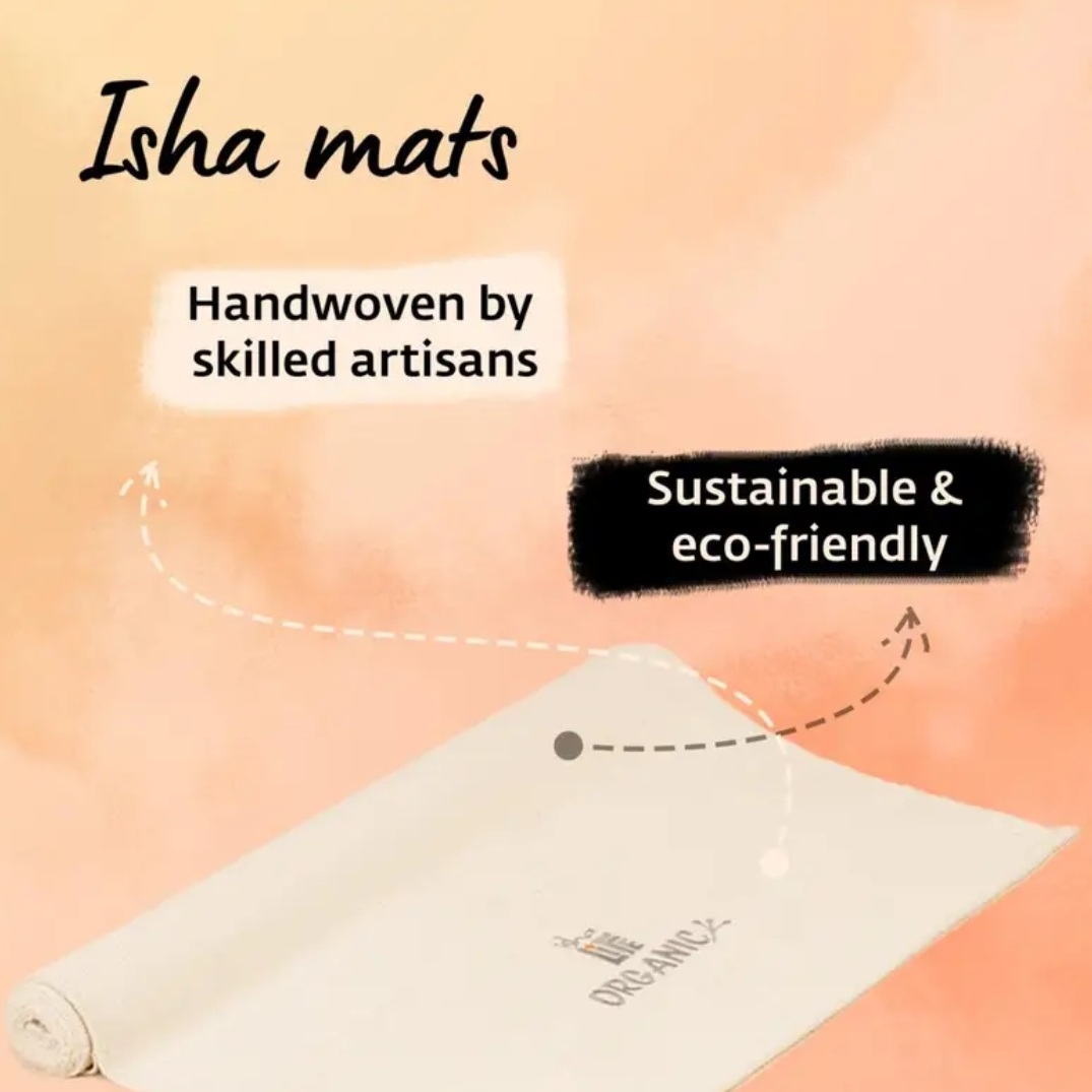 Isha Life- 手工編織有機棉瑜伽墊(未染色) Handwoven organic cotton yoga mat (Undyed)