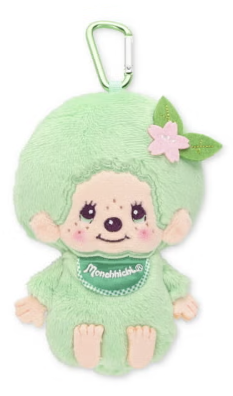 抹茶Monchhichi 毛毛拉鍊袋附爬山扣