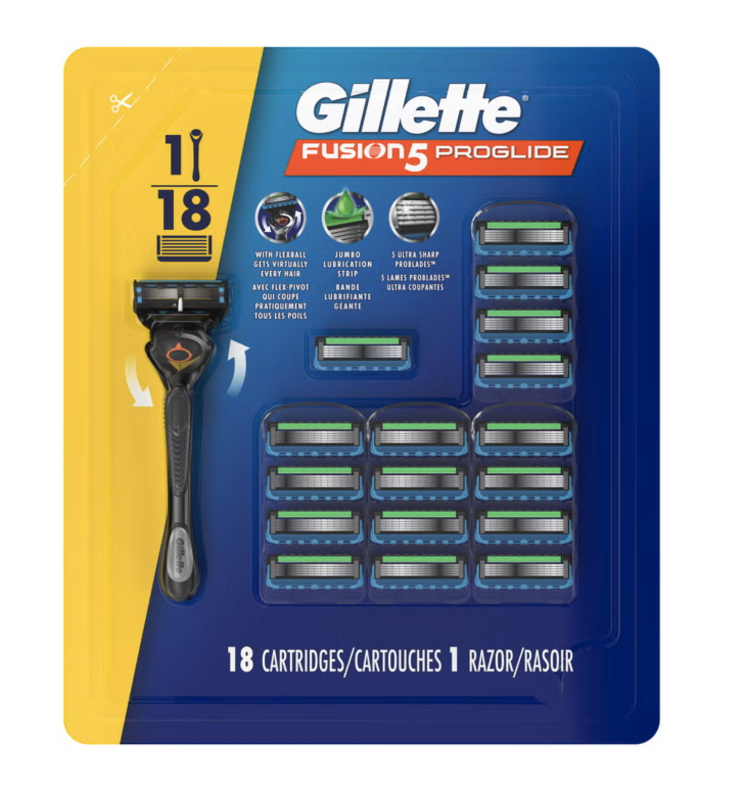 Gillette Fusion5 Proglide Razor + 18 Cartridges