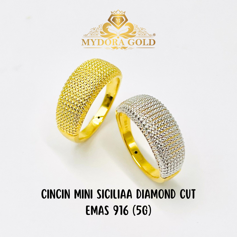 MYDORA Cincin Mini Siciliaa Diamond Cut (5G) l EMAS 916/22K