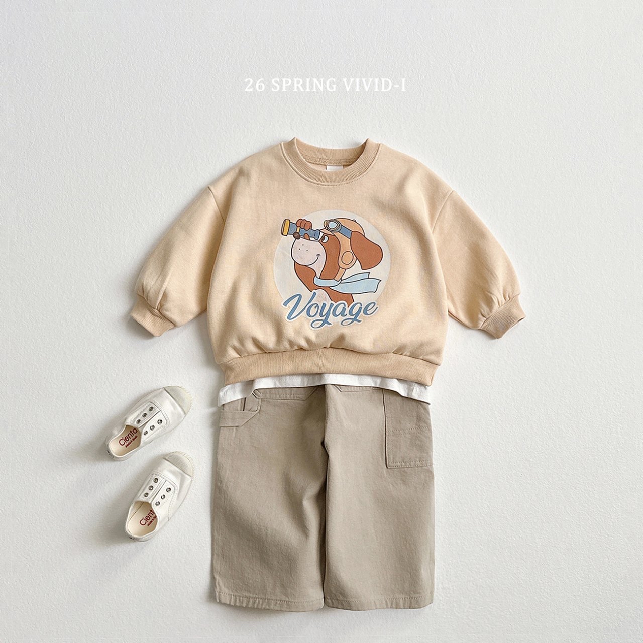 🌸預訂 韓國直送🌸🇰🇷VIVIDI三色飛行員小狗印花寬鬆衛衣