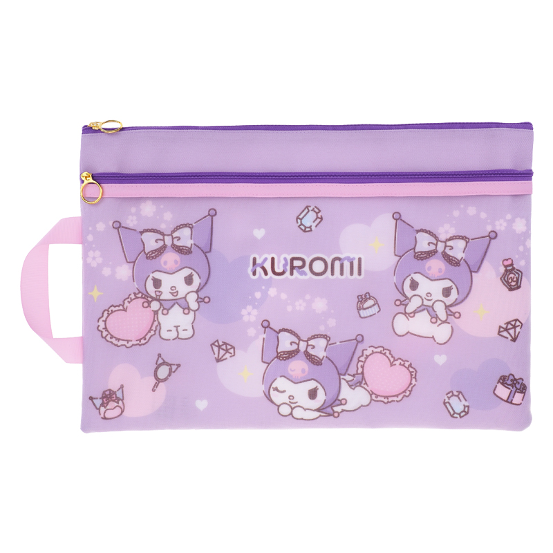 Kuromi F4 Double Zipper Fabric Document Bag 雙拉鍊布文件袋連手挽