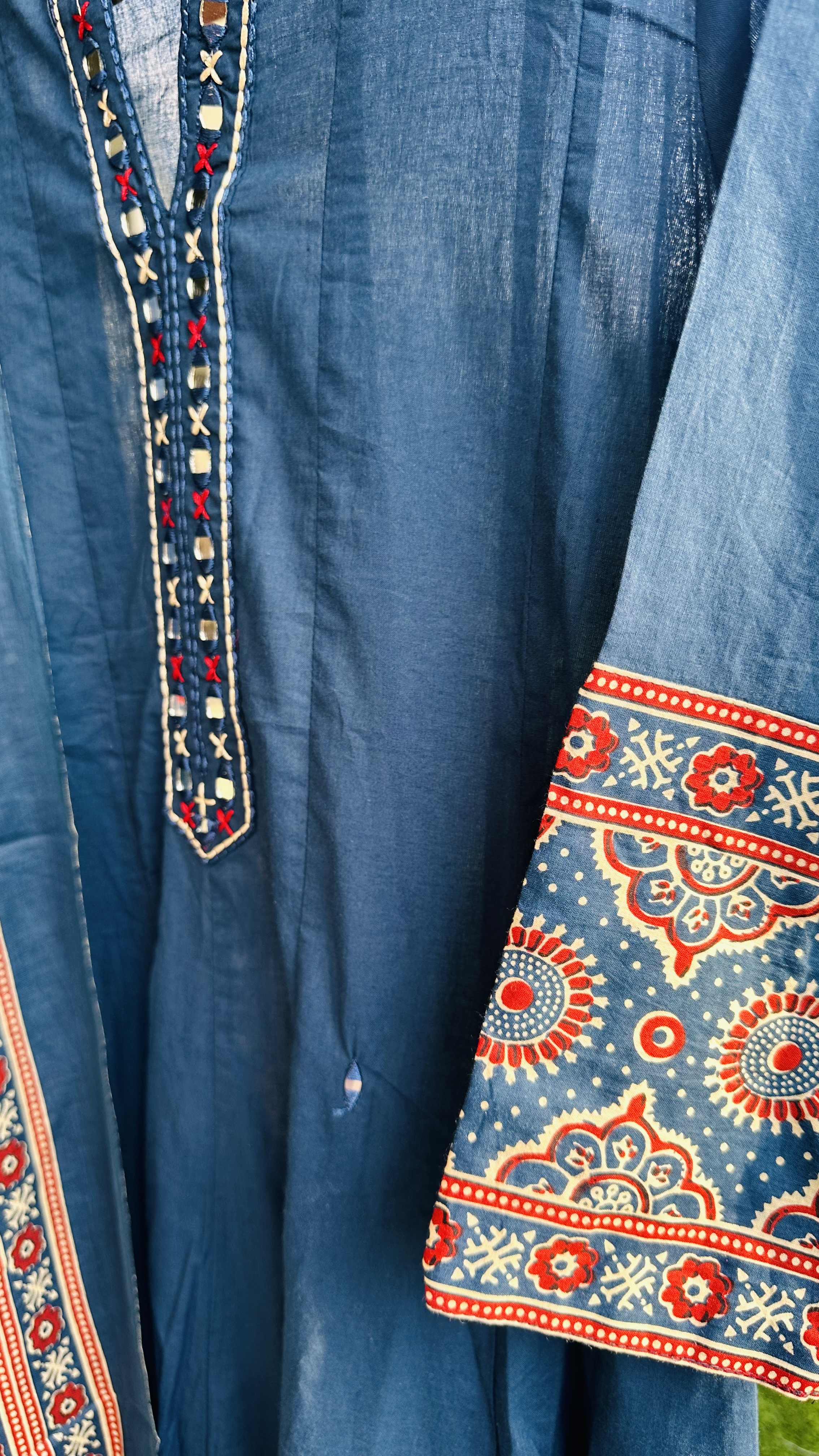 Blue Anarkali Kurta Set with Heavy borders