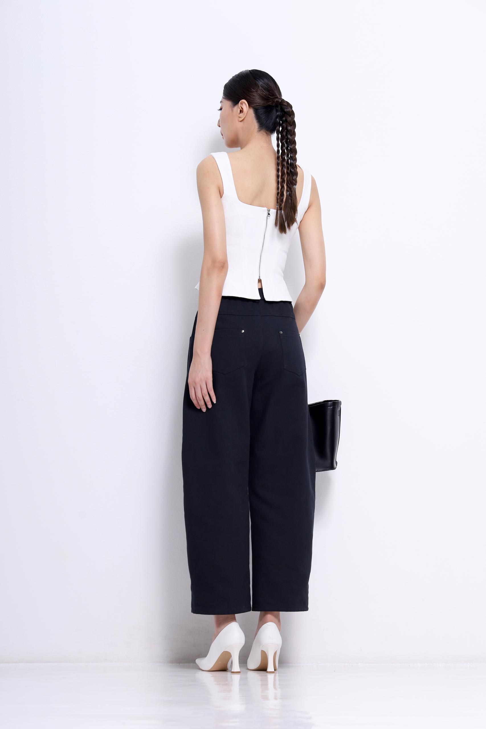 CB2700 DENIM SQUARE NECKLINE PEPLUM TOP