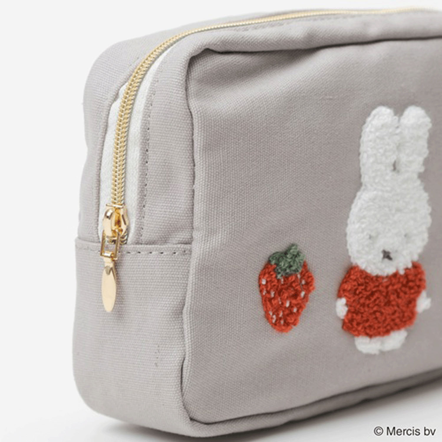 Miffy - 刺繡長形小物包 (灰色草莓款)