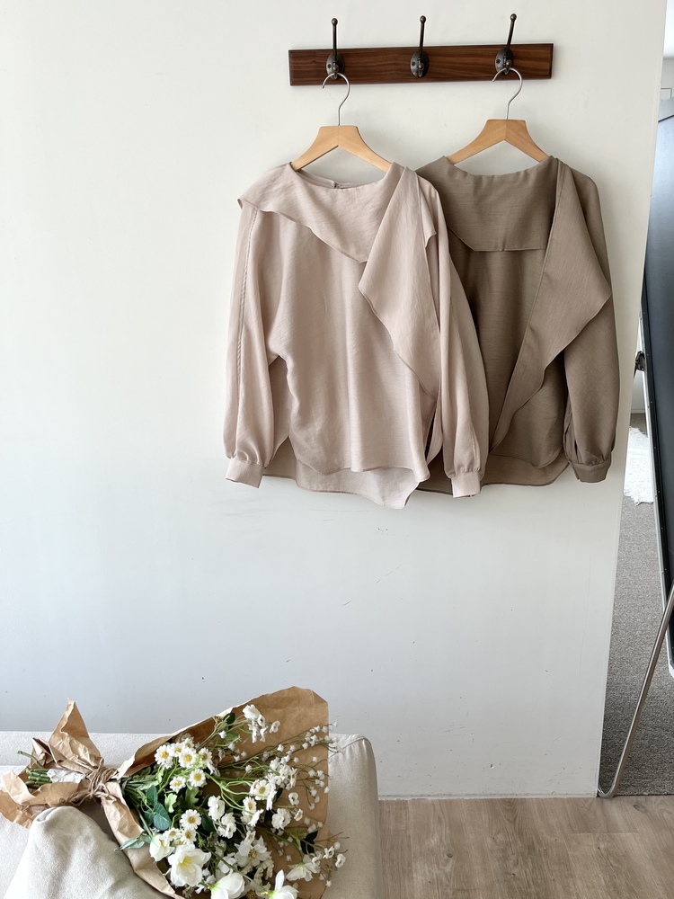 Scarf-Tie Elegance Blouse (Brown)