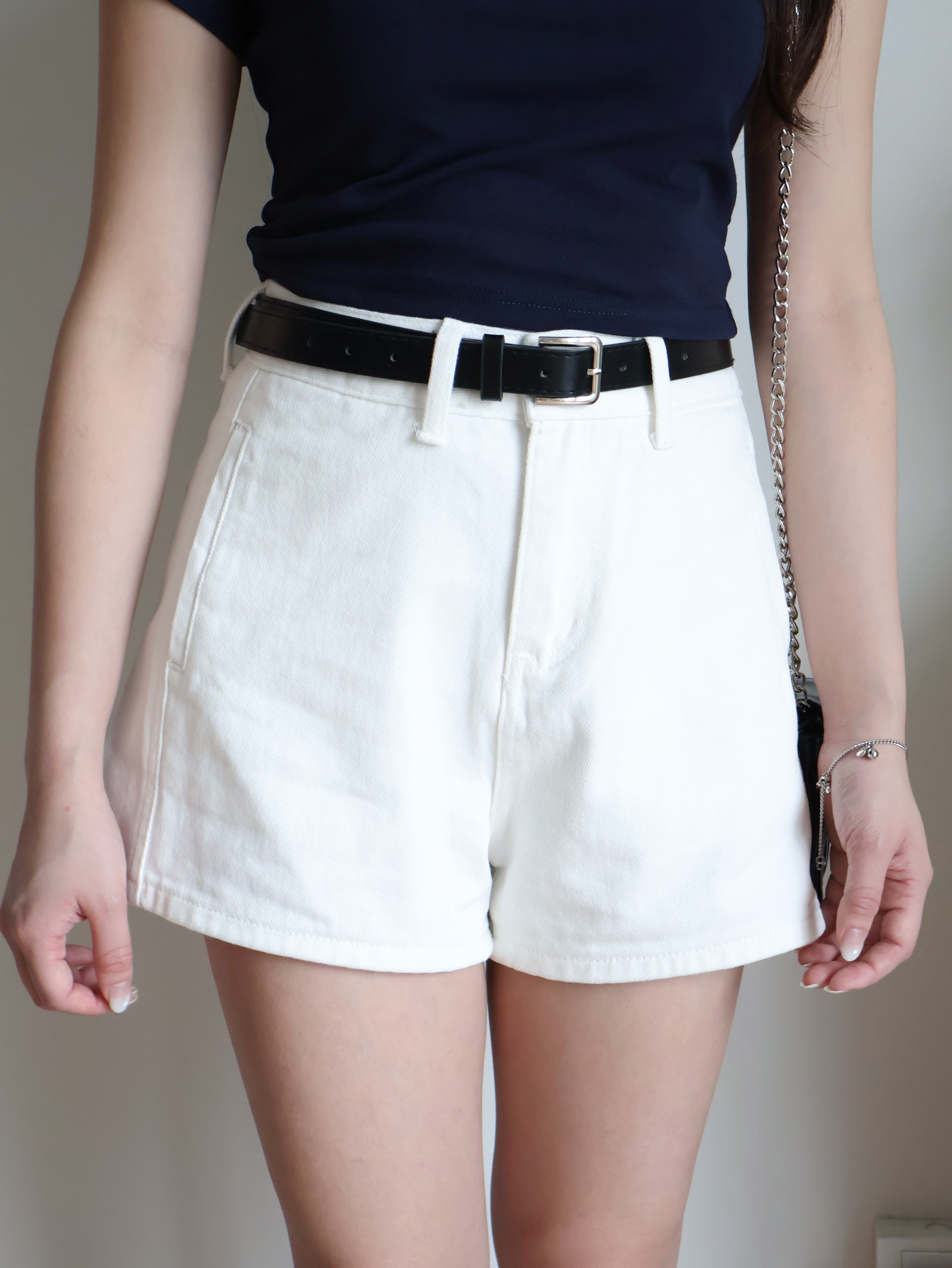 Aster Denim Shorts | White