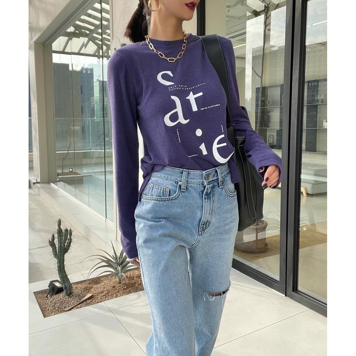 薄身英文字絲襪Top