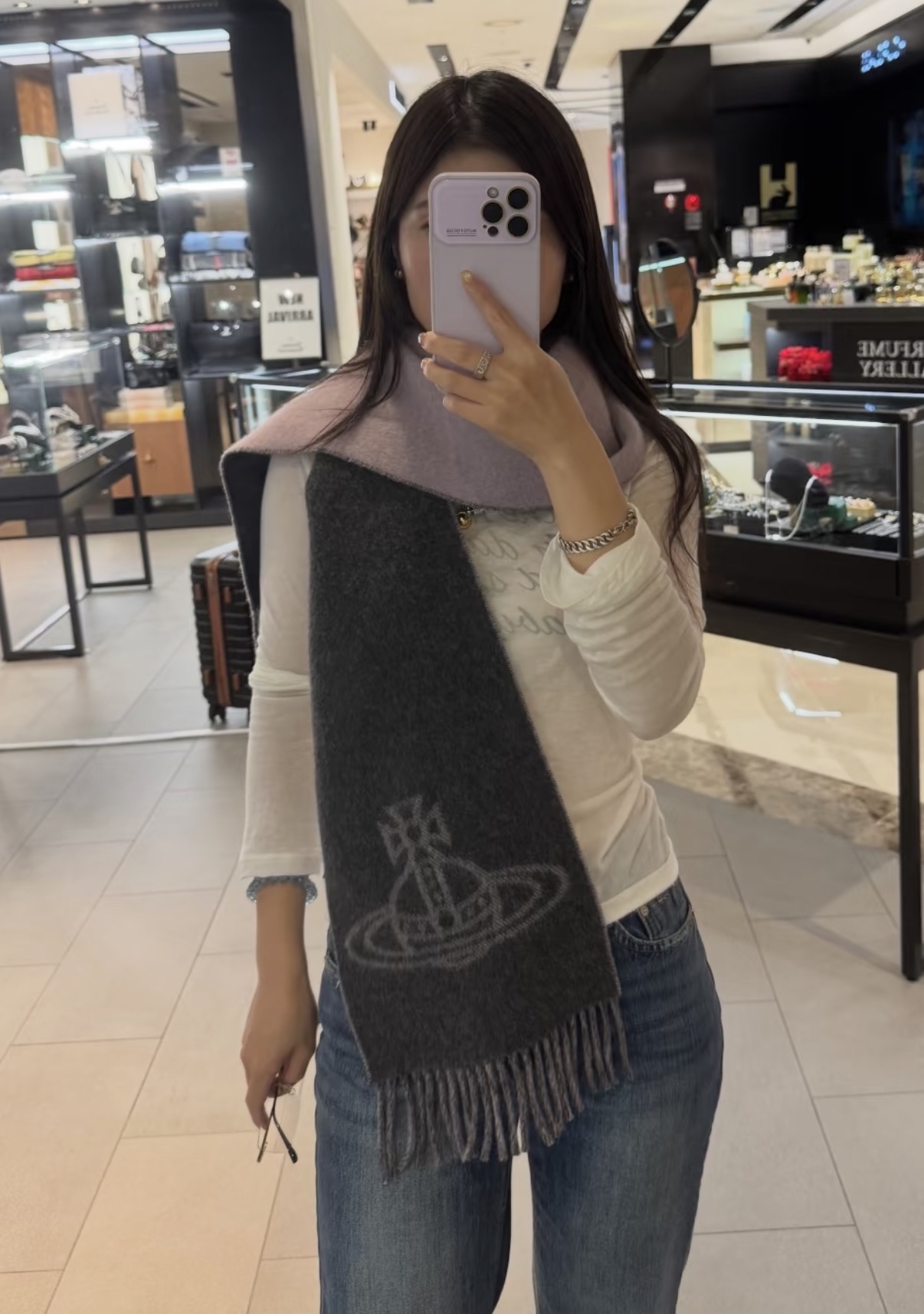 訂貨價✨Westwood 100% wool 雙面scarf  Size 25x165cm (4色) 黑/beige / 粉紅/灰