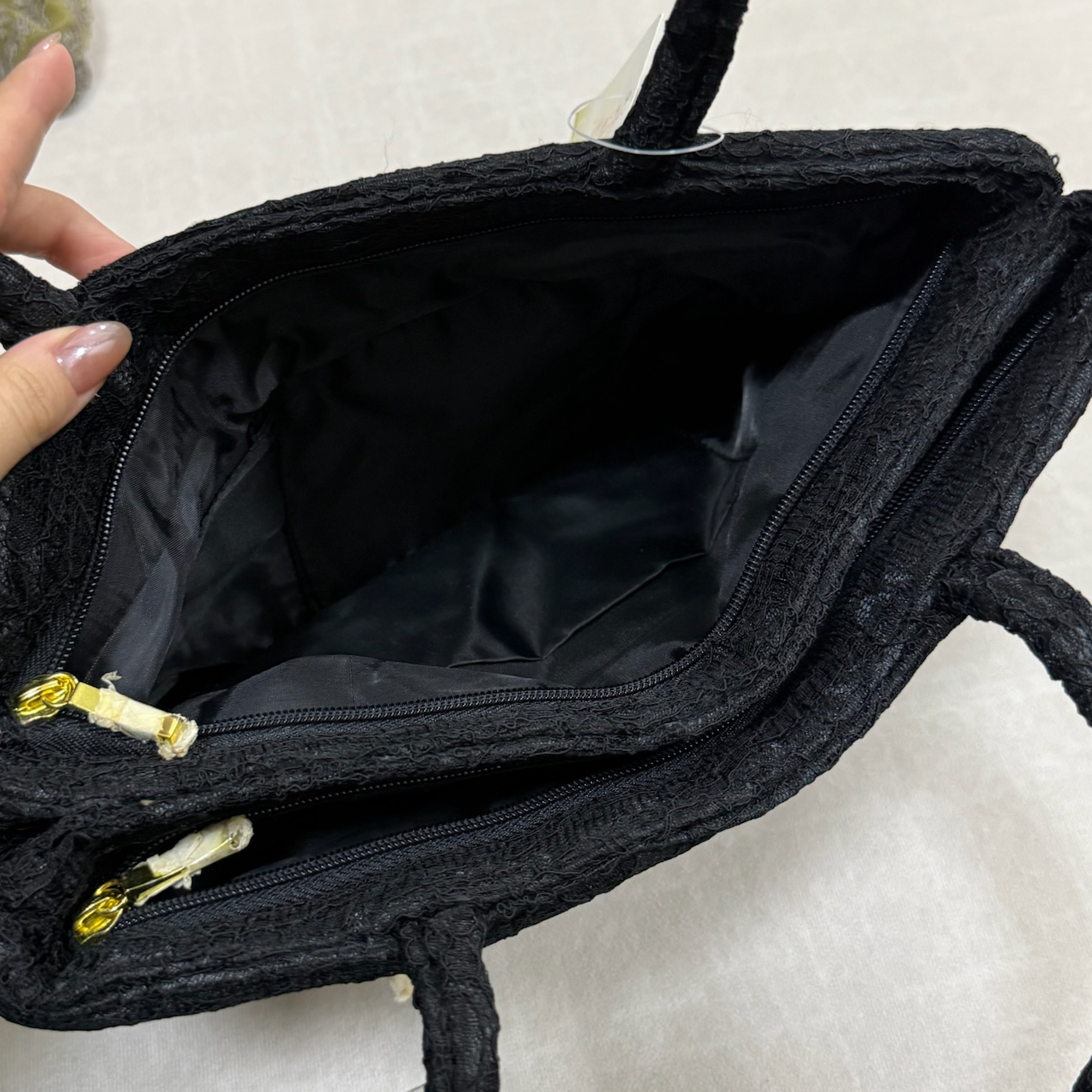 Black Velvet Tapestry Floral Bag