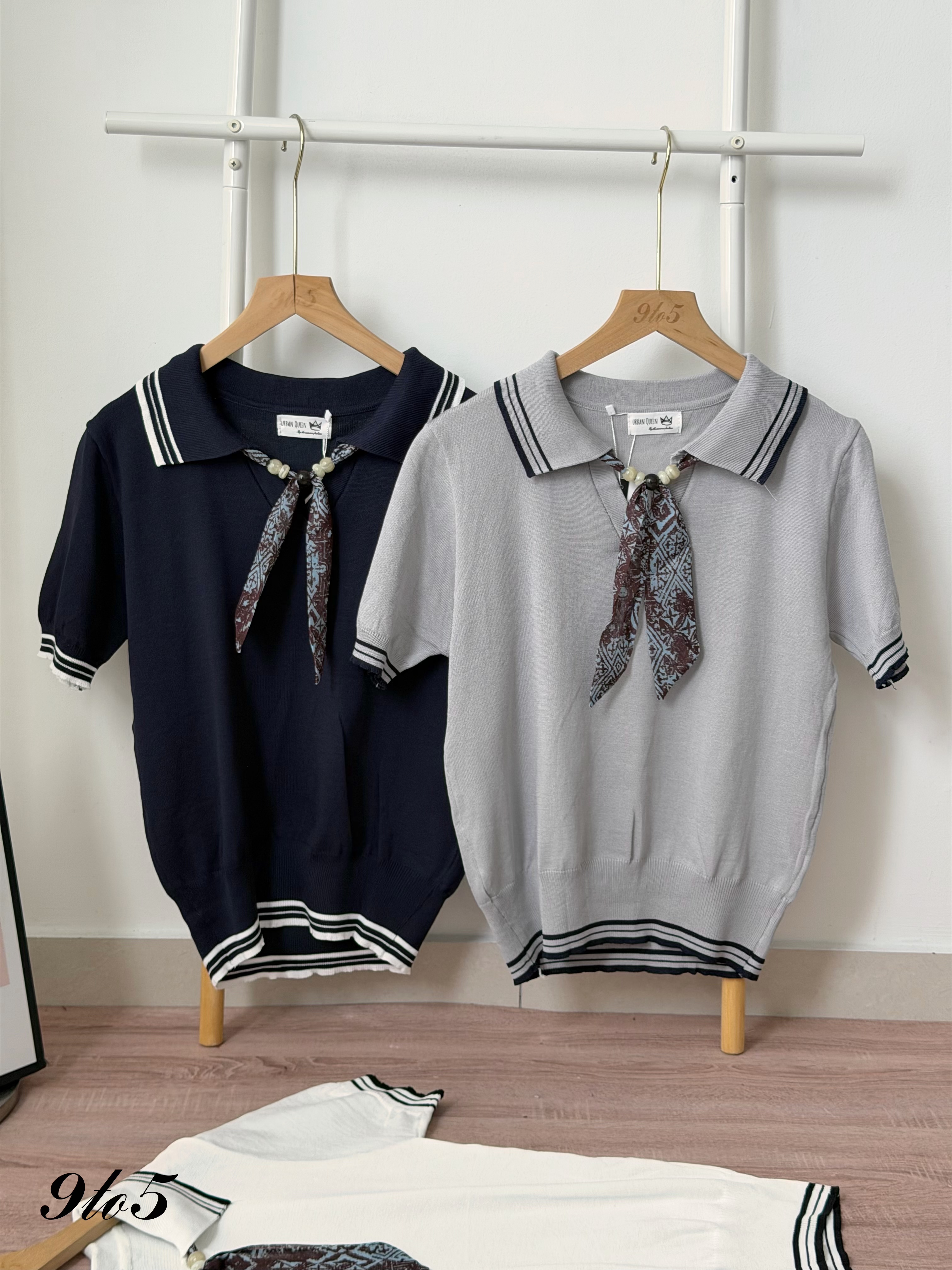 T4513 Preppy Style Knit Polo Top - 3 Colors 