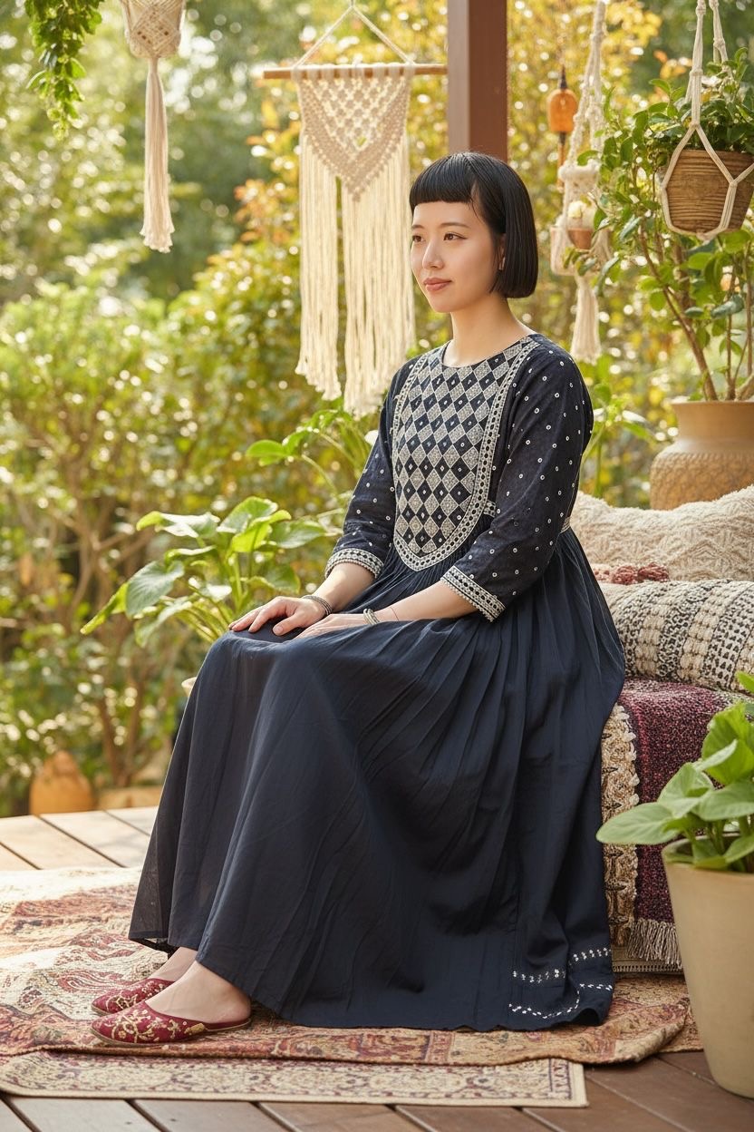 Black Checkerboard Pattern Cotton OP #1076