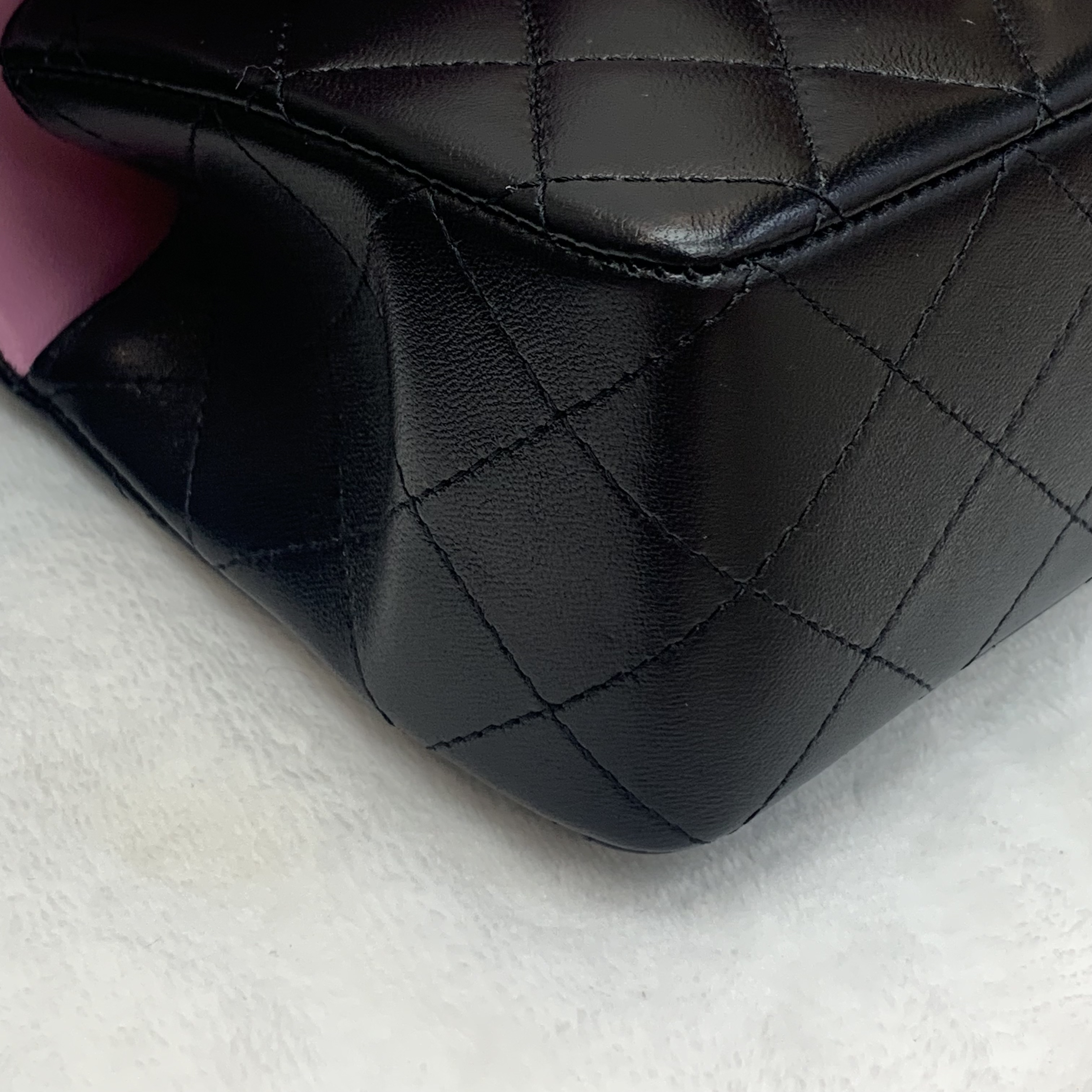 Full set 23P Chanel 粉拼黑Flap Bag
