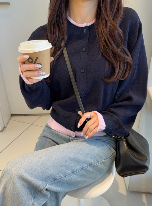 拼色針織外套 [dk1611]