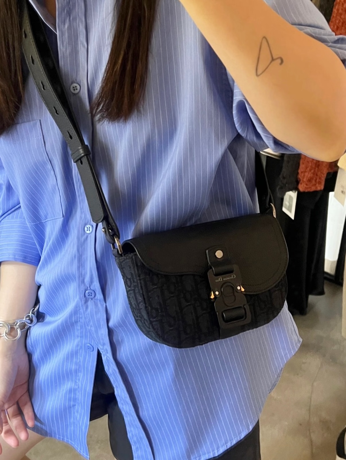Dior🤍PRE OWNED 🛍️ Saddle 黑色老花郵差包 全套🖤