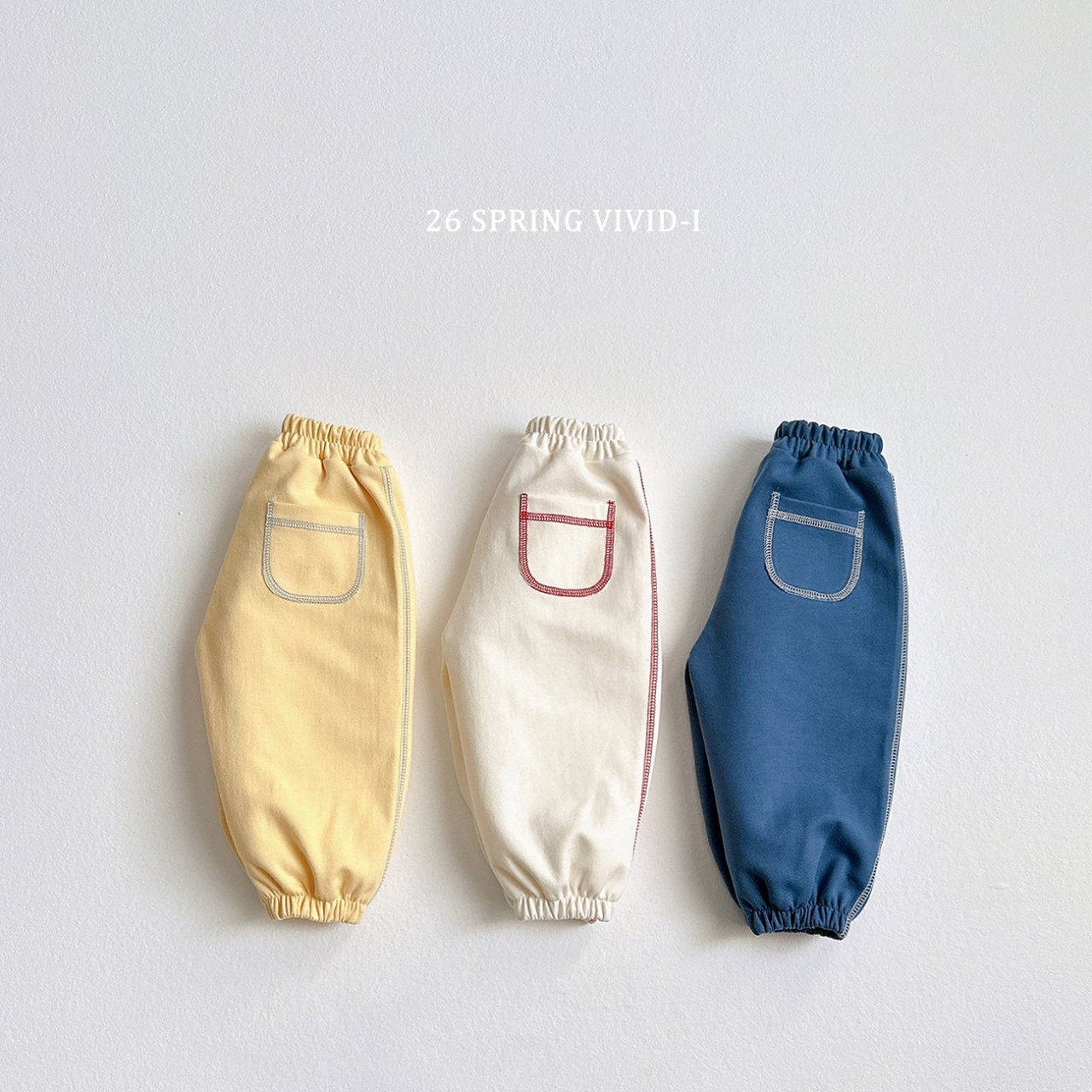 🌸預訂 韓國直送🌸🇰🇷VIVIDI三色撞色縫線口袋寬鬆束腳運動褲