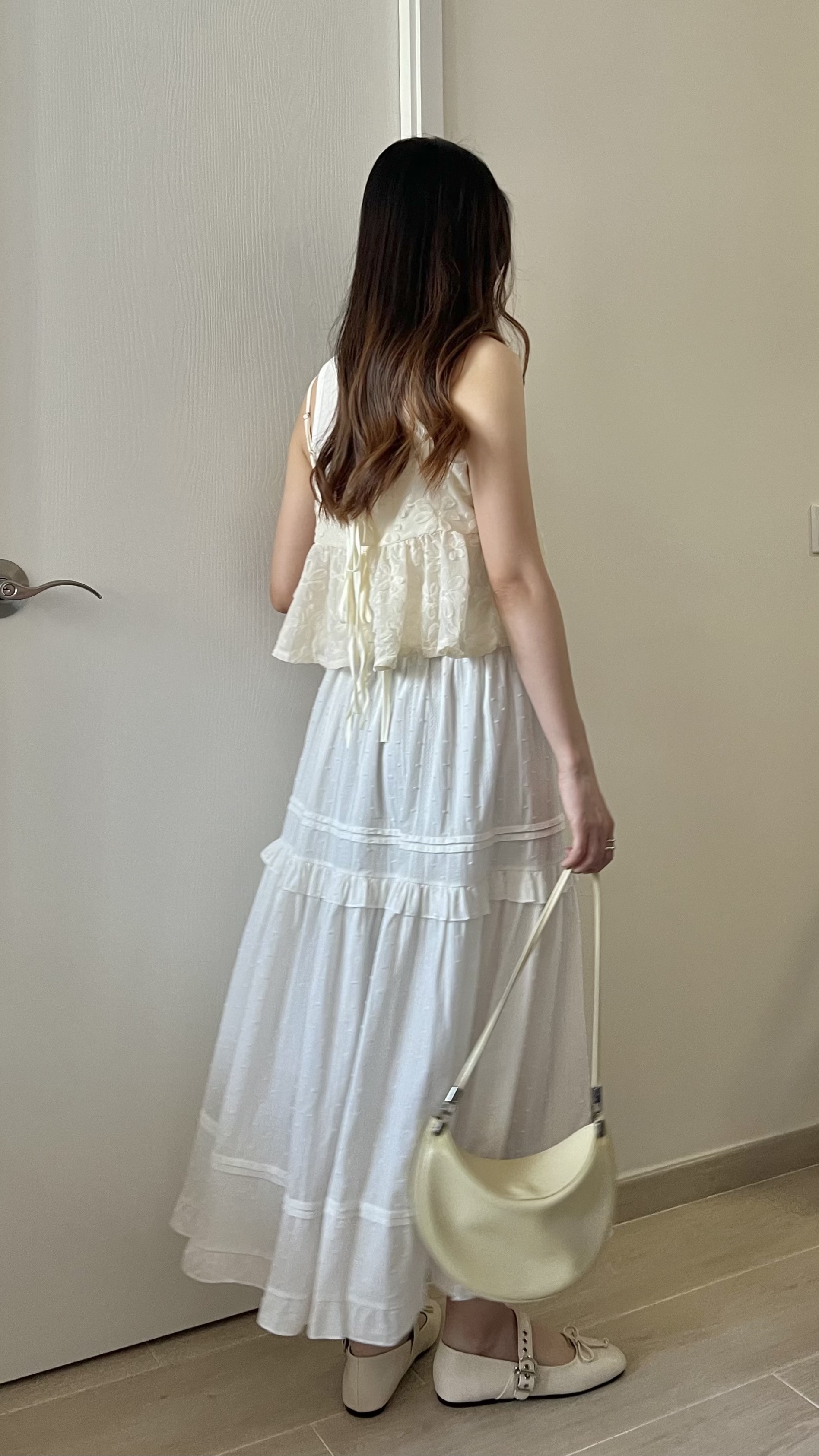 甜價仙氣花花兩穿吊帶背心 杏色