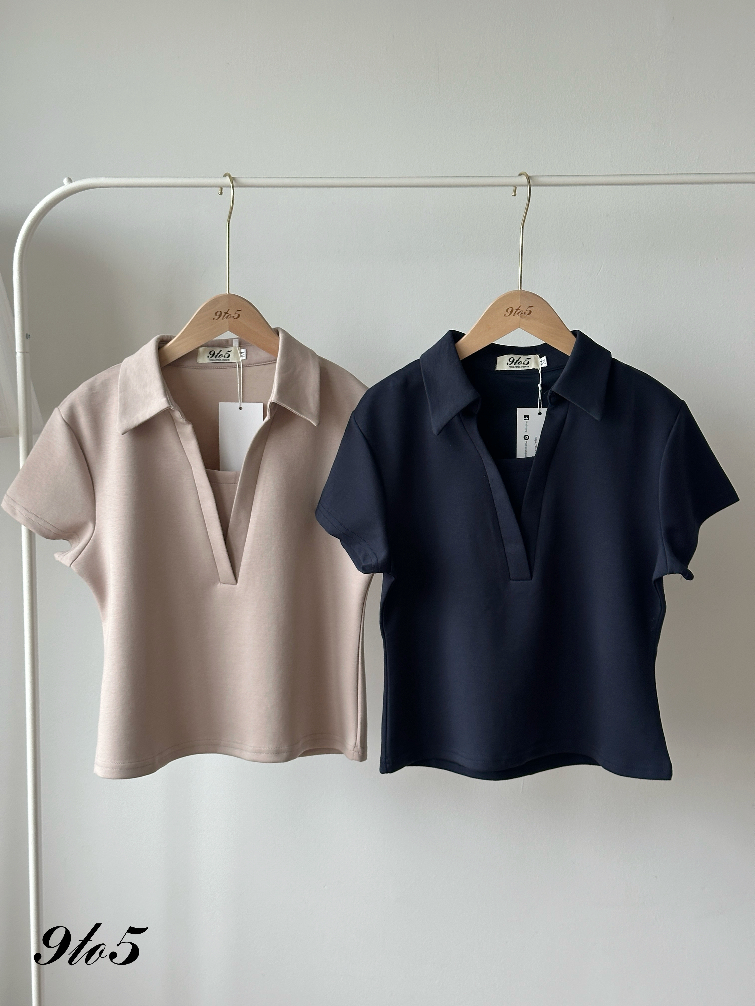 T4350 Fake Two-Pieces Polo Top - 4 Colors 