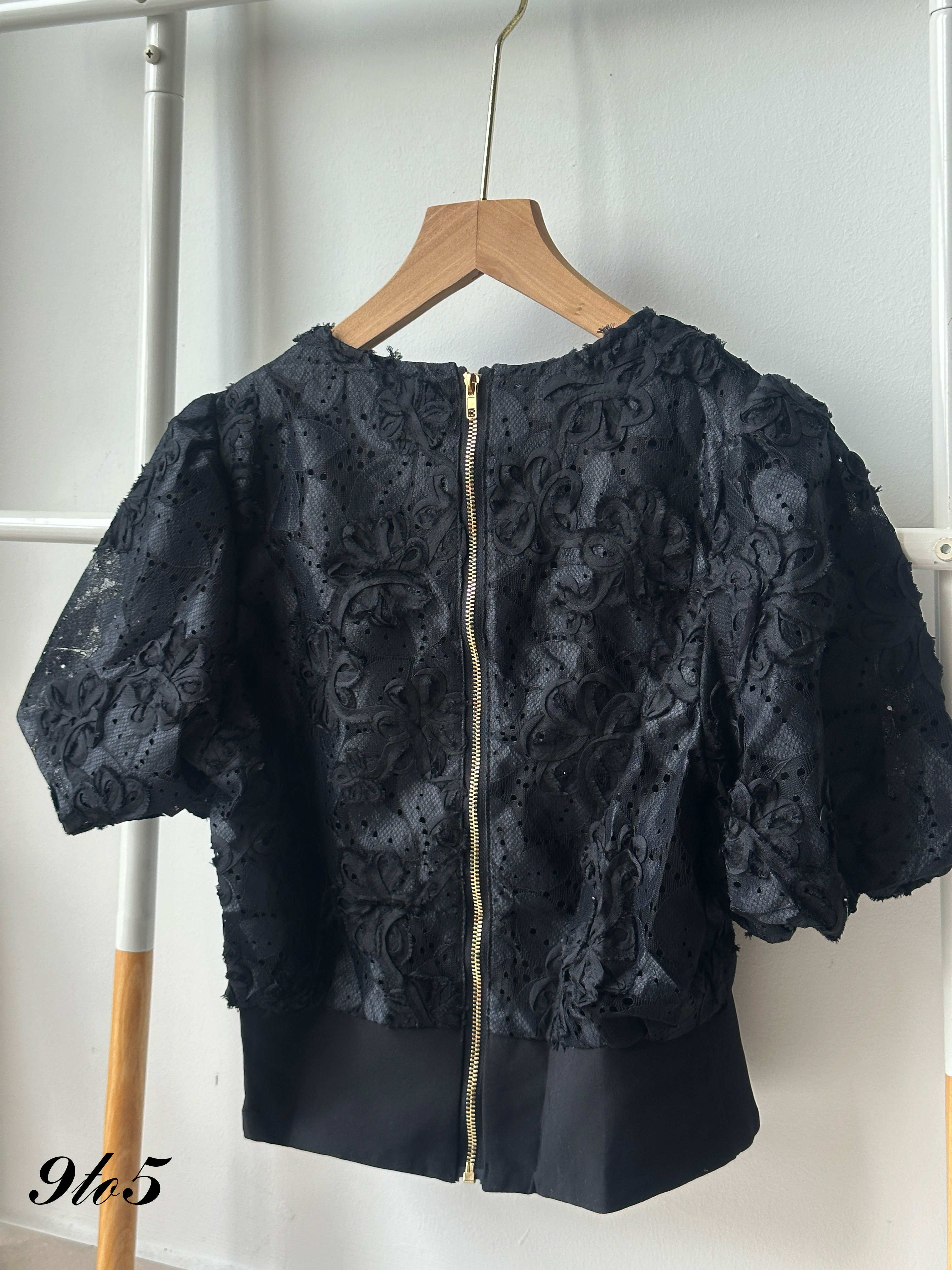 T4097 Puff Sleeve Lace Top - 3 Colors 